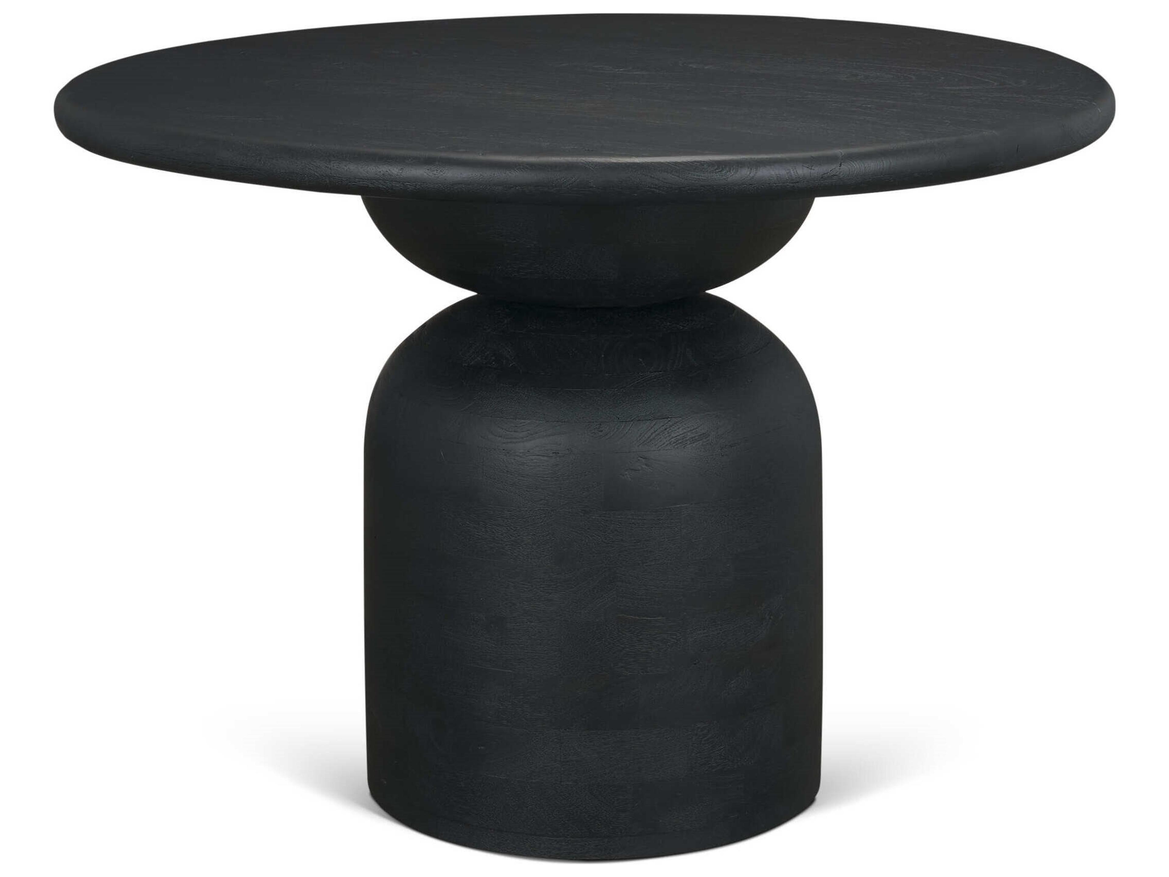 Atlas 42" Black Wood Stacked Pedestal Base Round Dining Table