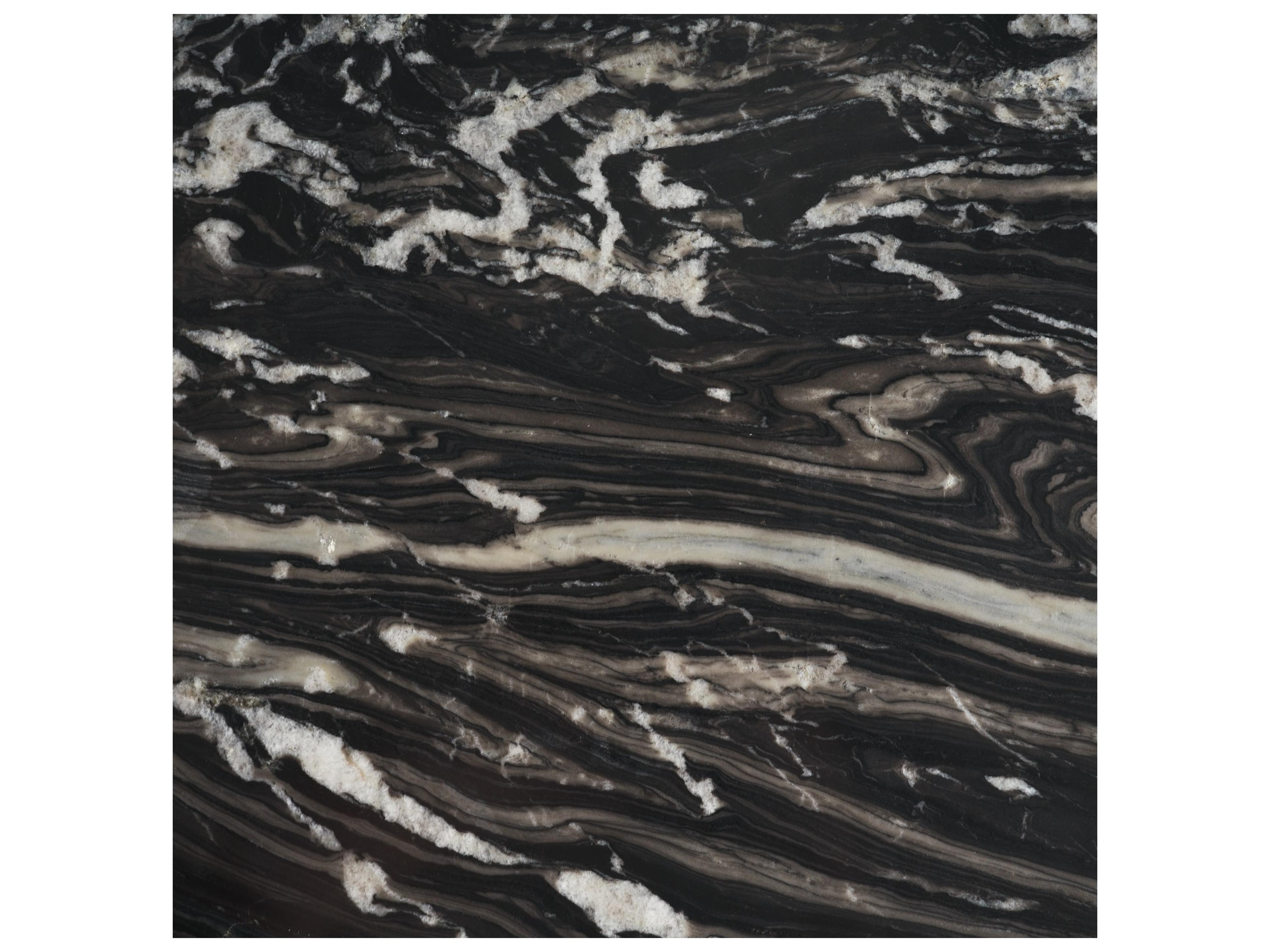 Mercana Marilyn 48" Black Forest Marble Black Wood Pedestal Round Dining Table