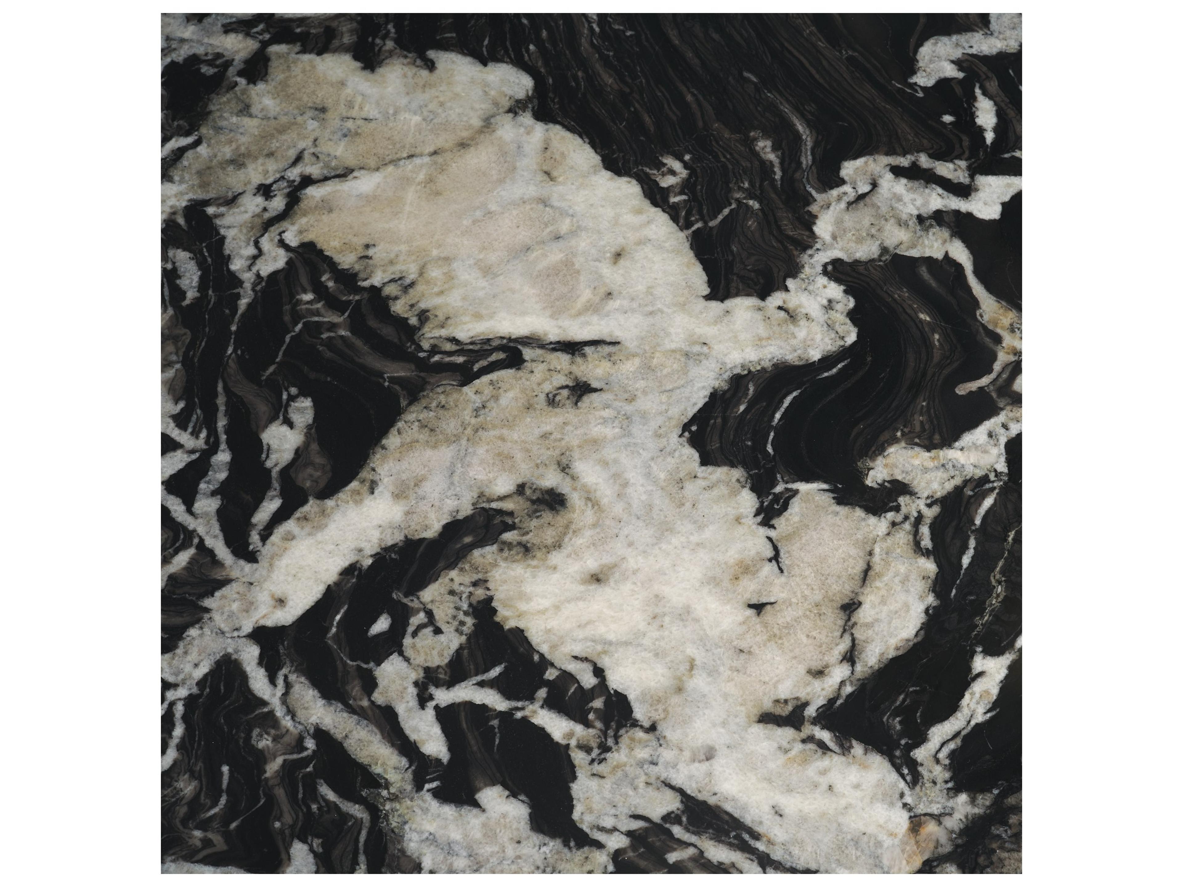 Mercana Marilyn 48" Black Forest Marble Black Wood Pedestal Round Dining Table