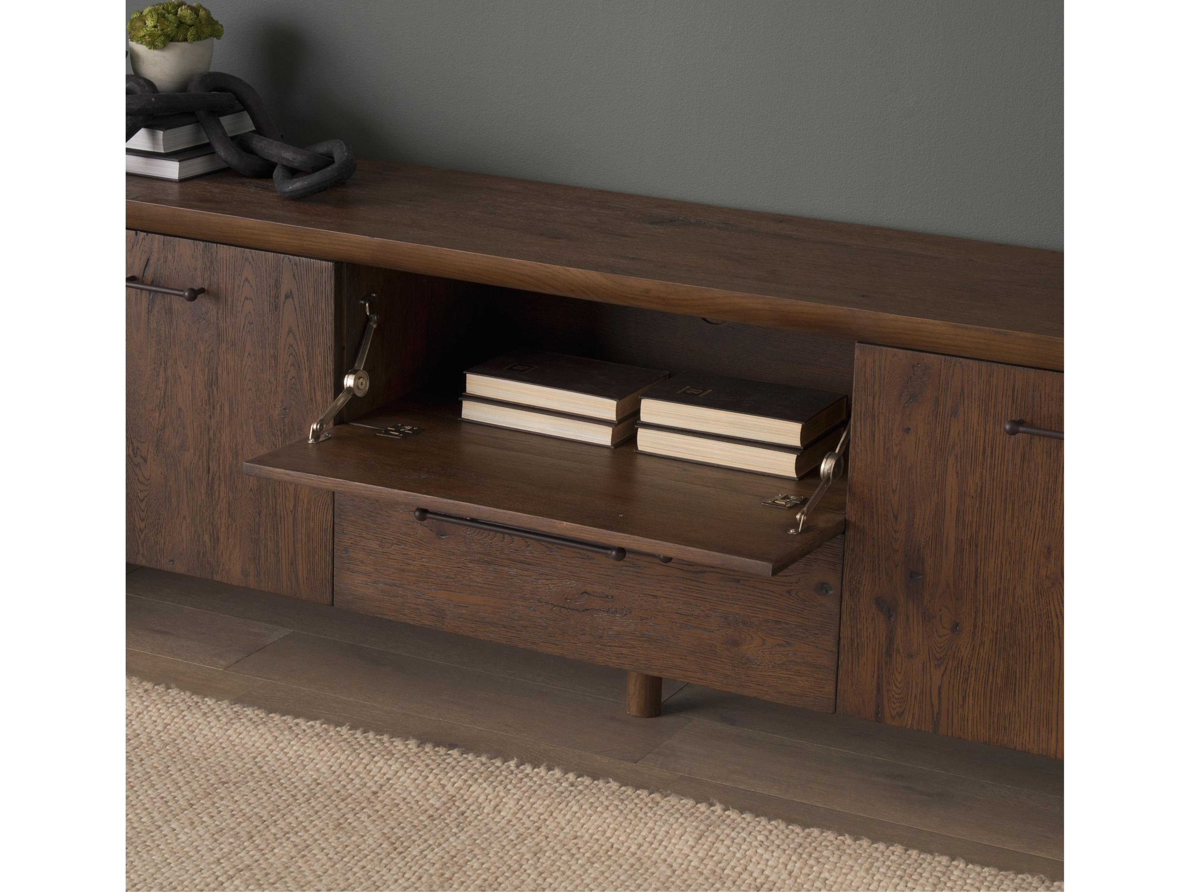 Mercana Belford 94" Dark Brown Oak Wood Media Console