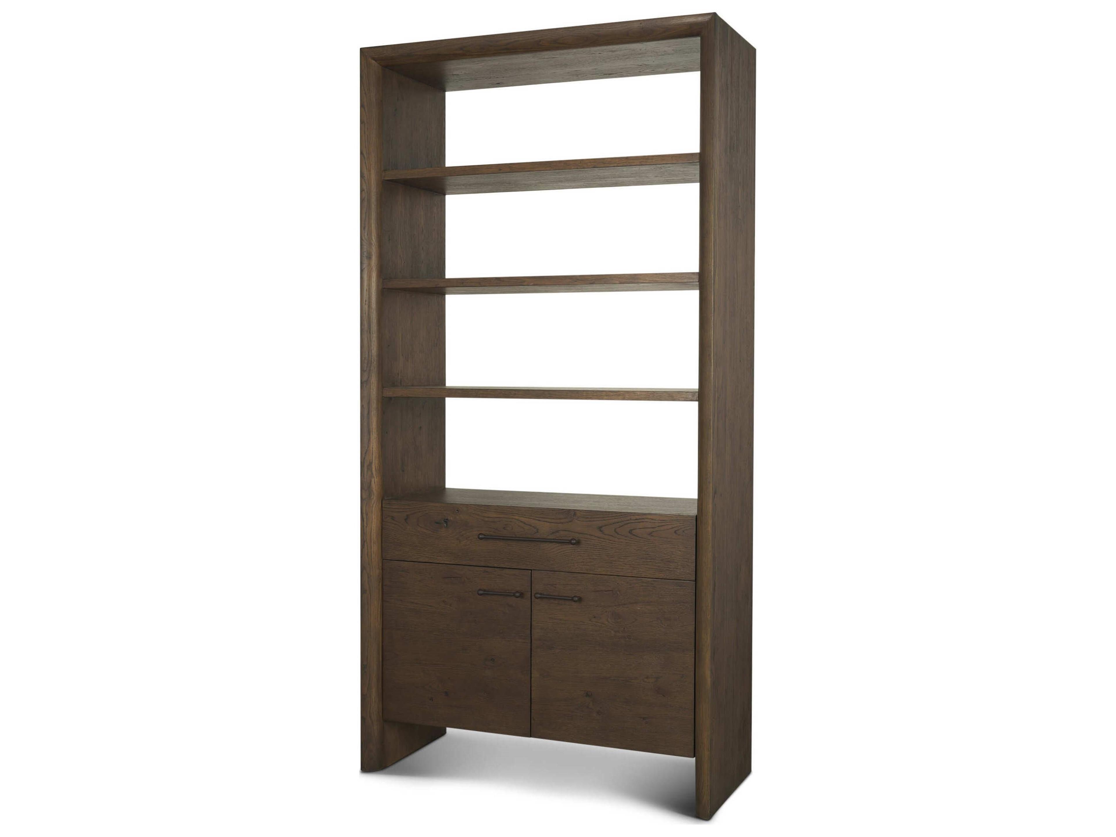 Belford 2-Door Open Dark Brown Oak Wood Shelving Unit