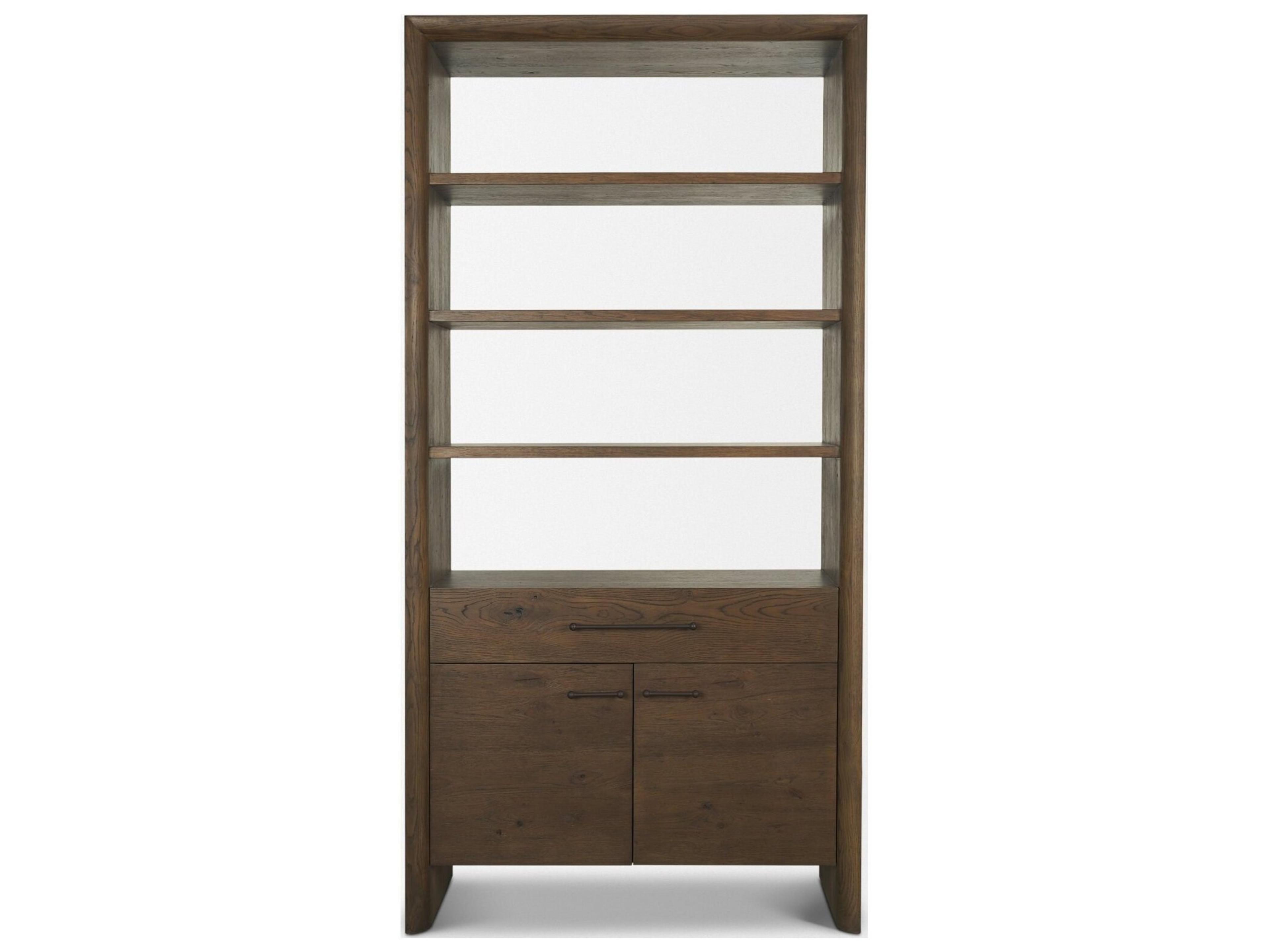 Mercana Belford 2-Door Open Dark Brown Oak Wood Shelving Unit
