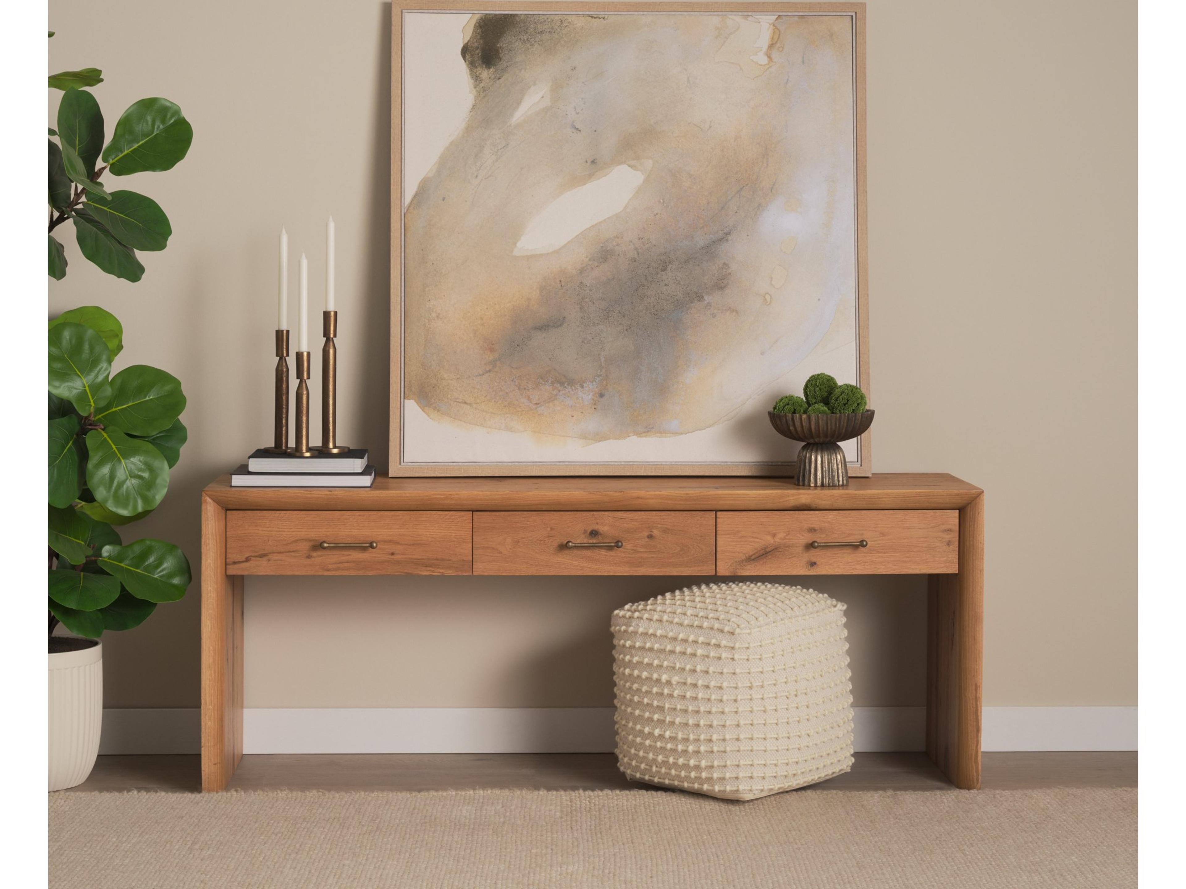 Mercana Belford 72" Light Brown Oak Wood Console Table