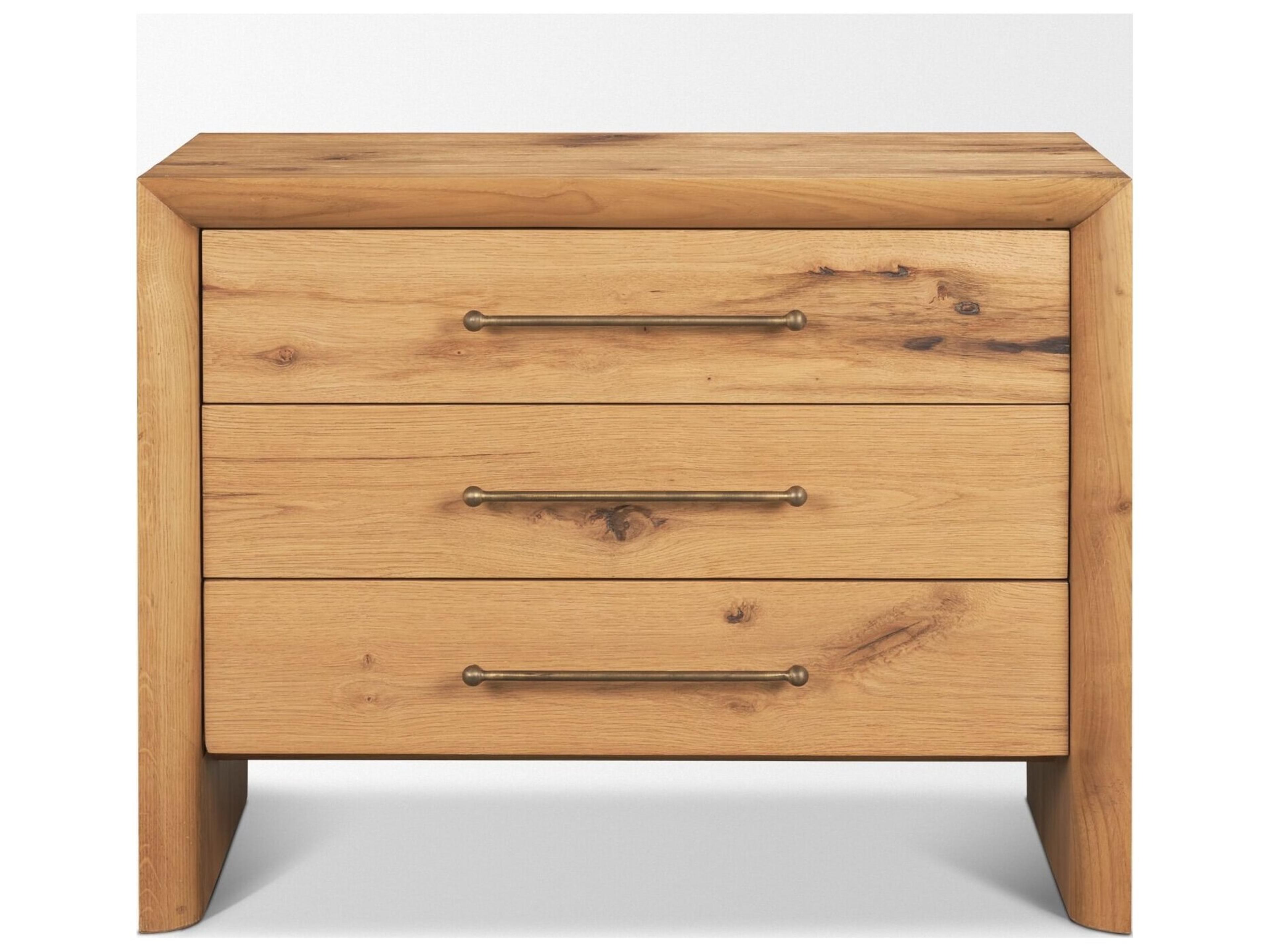 Mercana Belford 3-Drawer Light Brown Oak Wood Closed Nightstand