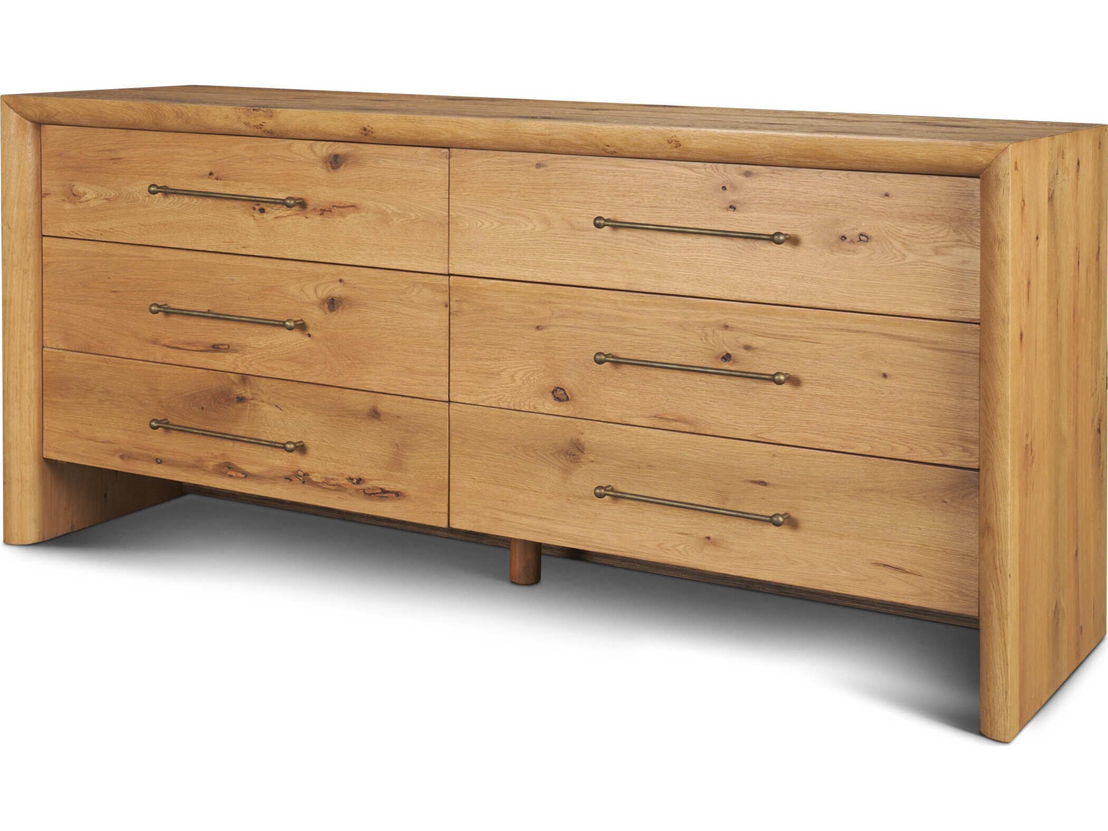 Belford 6-Drawer Light Brown Oak Wood Dresser