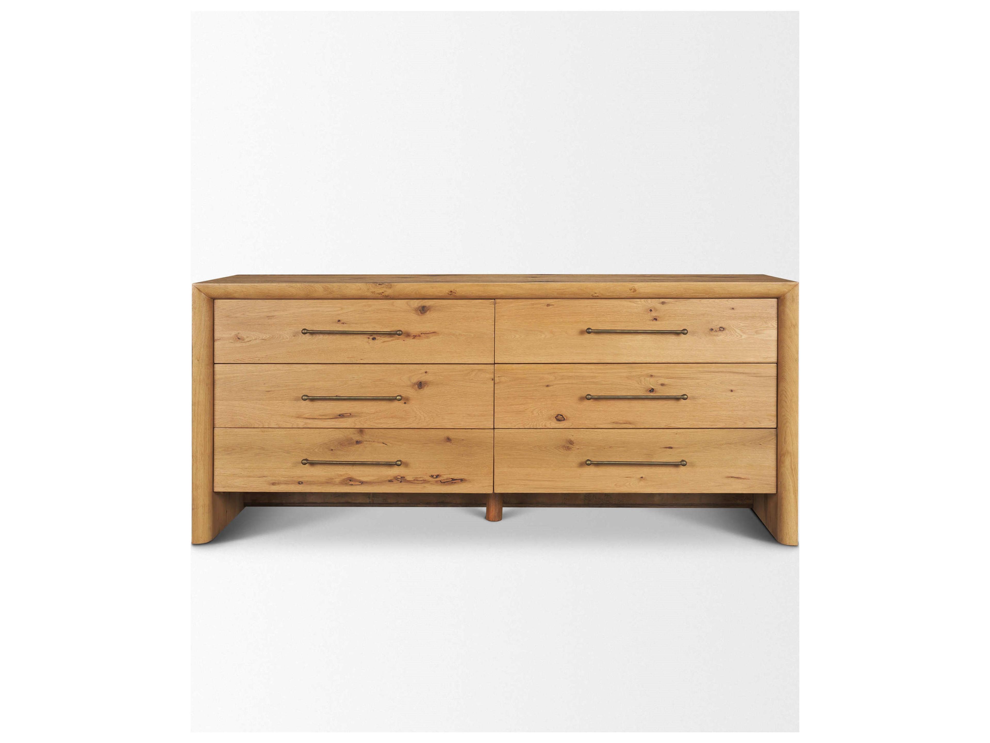 Mercana Belford 6-Drawer Light Brown Oak Wood Dresser