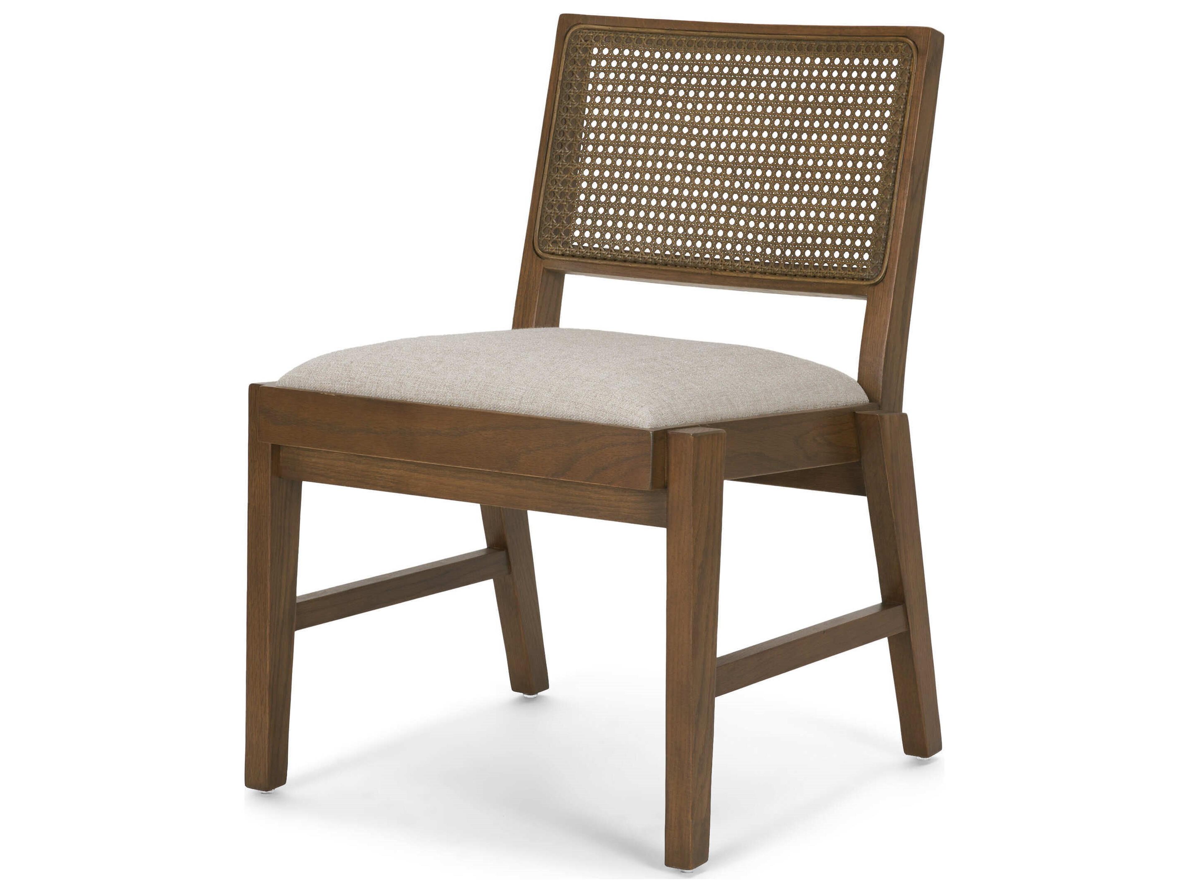 Reid Framed Brown Cane Cream Fabric Dining Chair