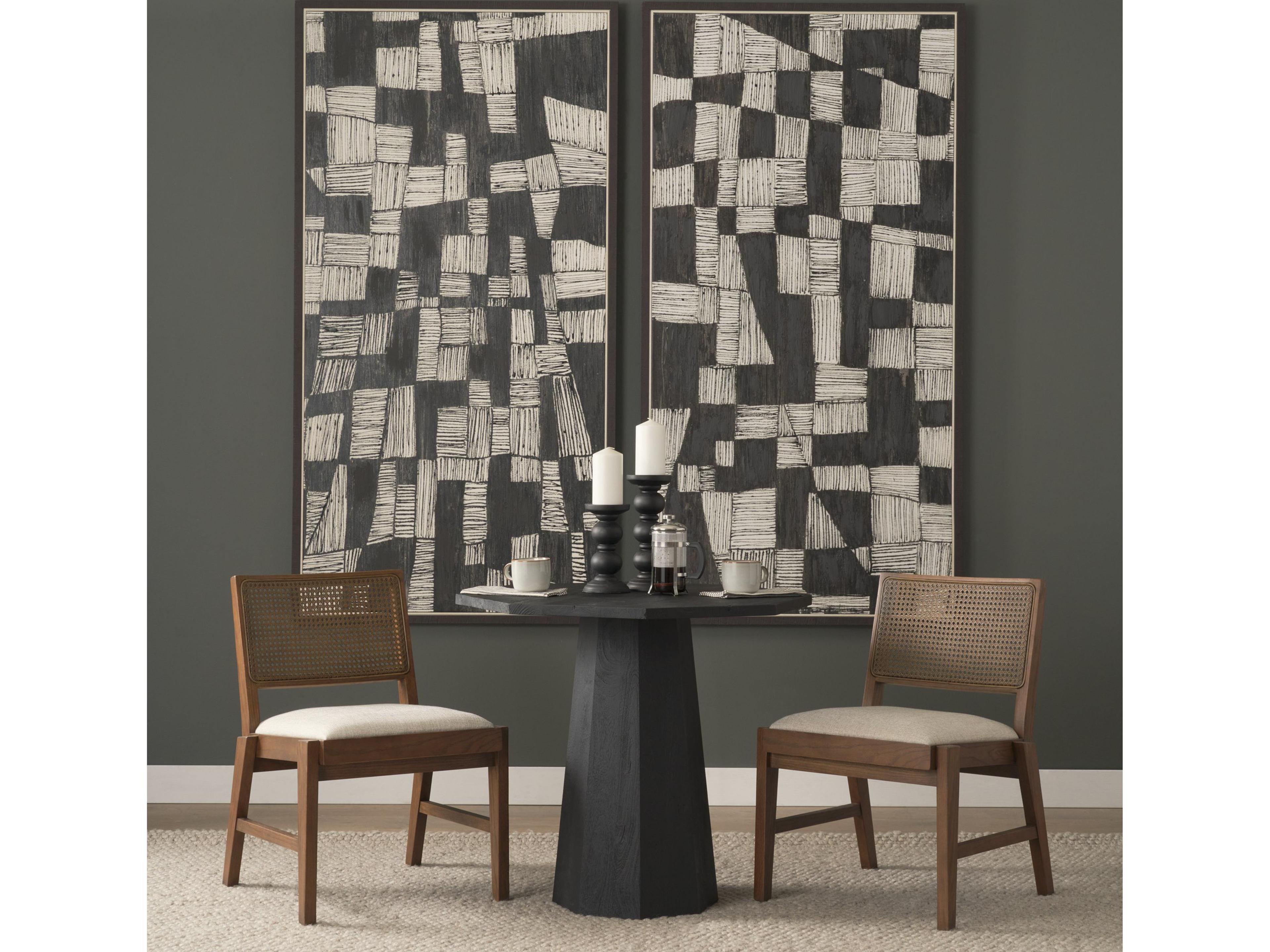 Mercana Reid Framed Brown Cane Cream Fabric Dining Chair