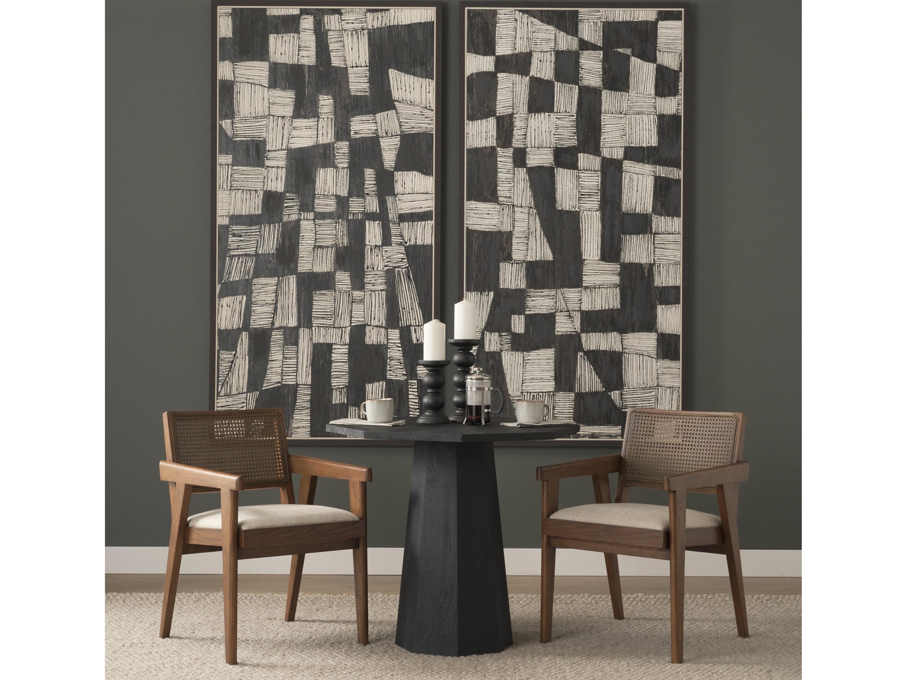 Mercana Reid Framed Brown Cane Cream Fabric Dining Armchair