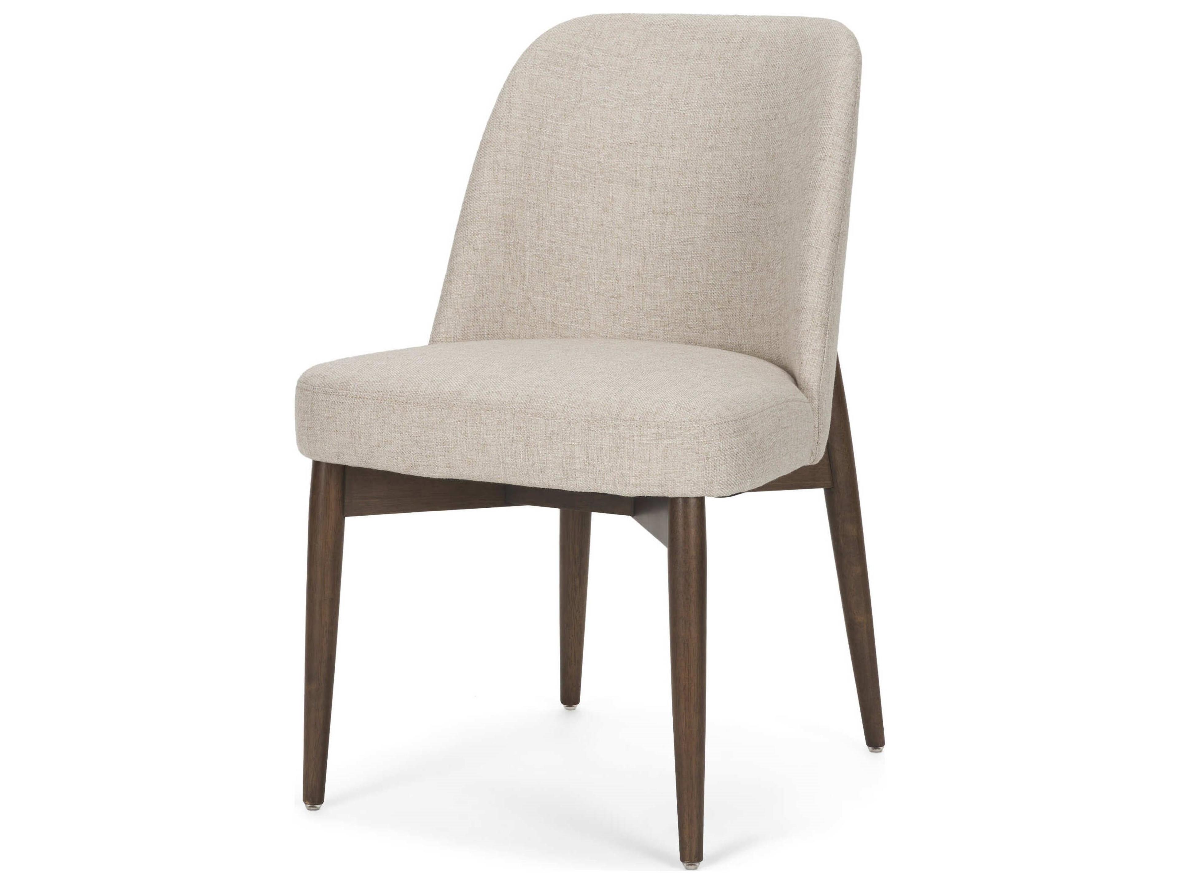 Abbie Curved Back Oatmeal Fabric Armless Dining Chair