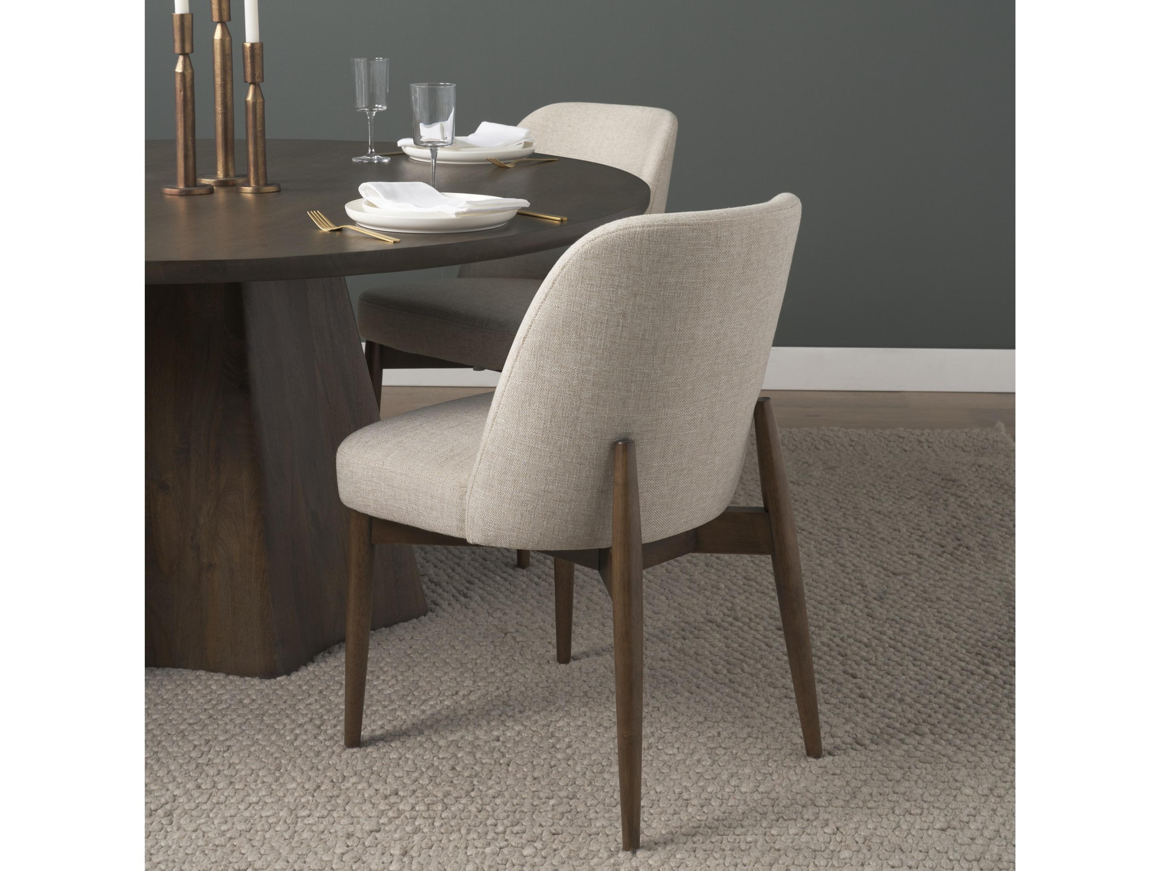 Mercana Abbie Curved Back Oatmeal Fabric Armless Dining Chair