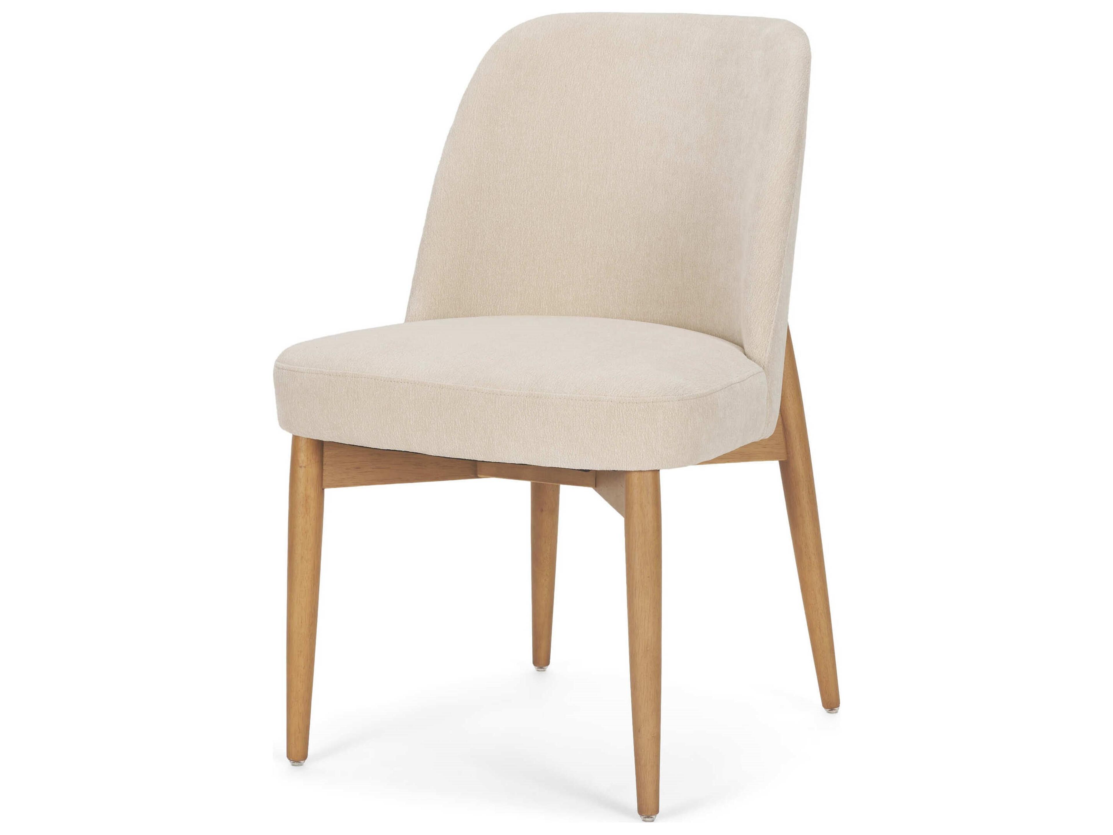 Abbie Curved Back Oatmeal Fabric Dining Side Chair