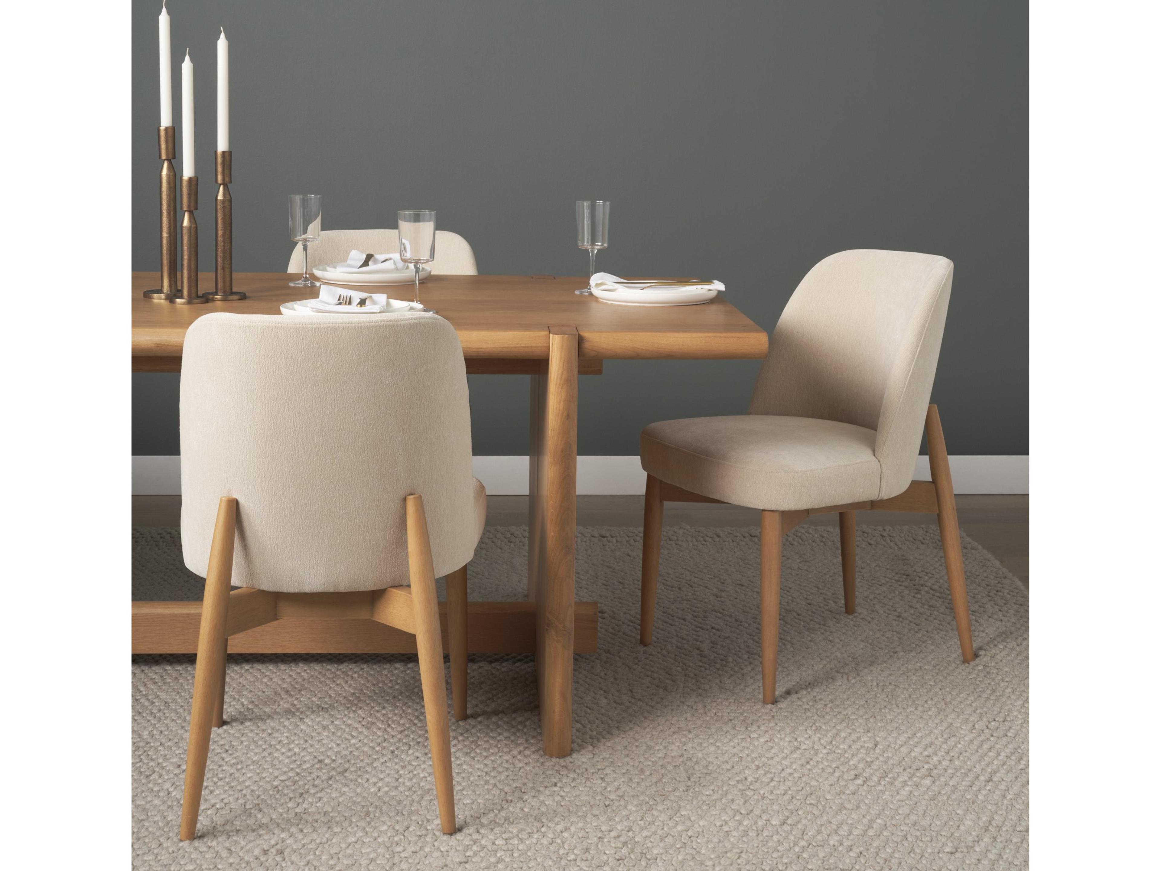 Mercana Abbie Curved Back Oatmeal Fabric Dining Side Chair