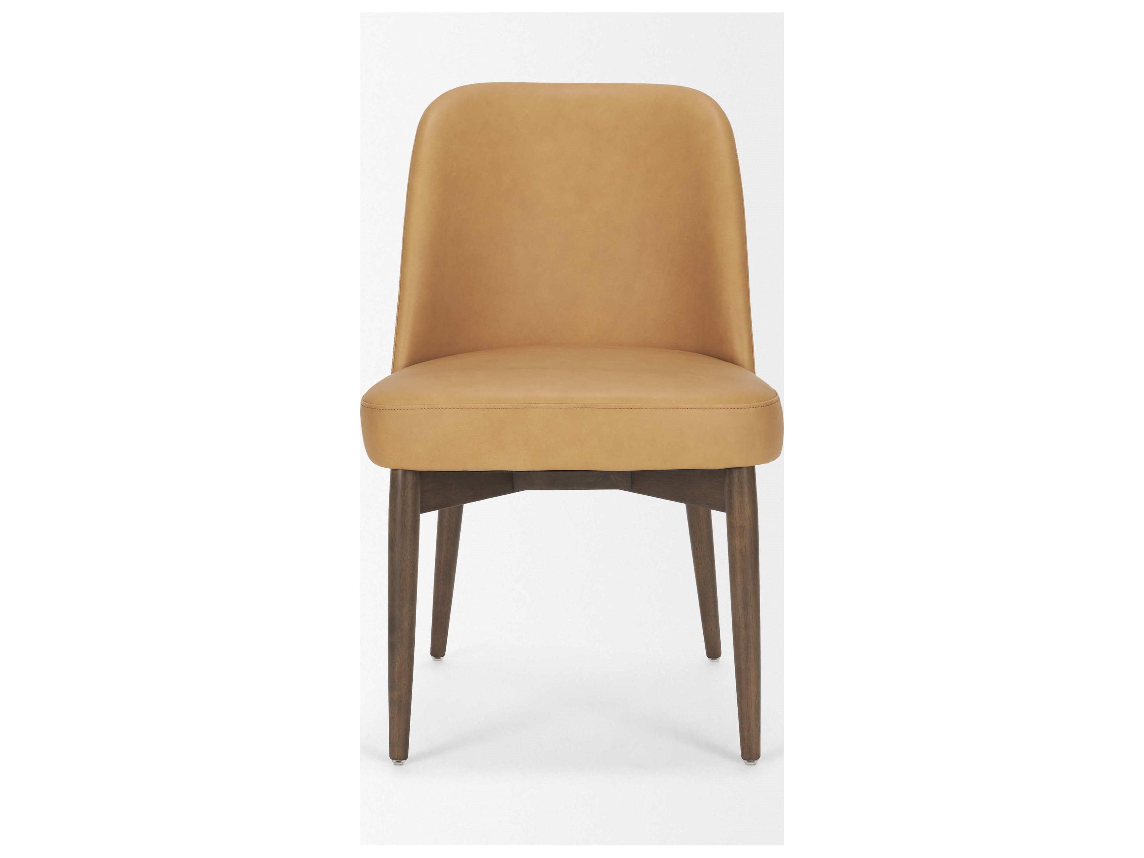 Mercana Abbie Slope Curved Back Tan Leather Dining Side Chair