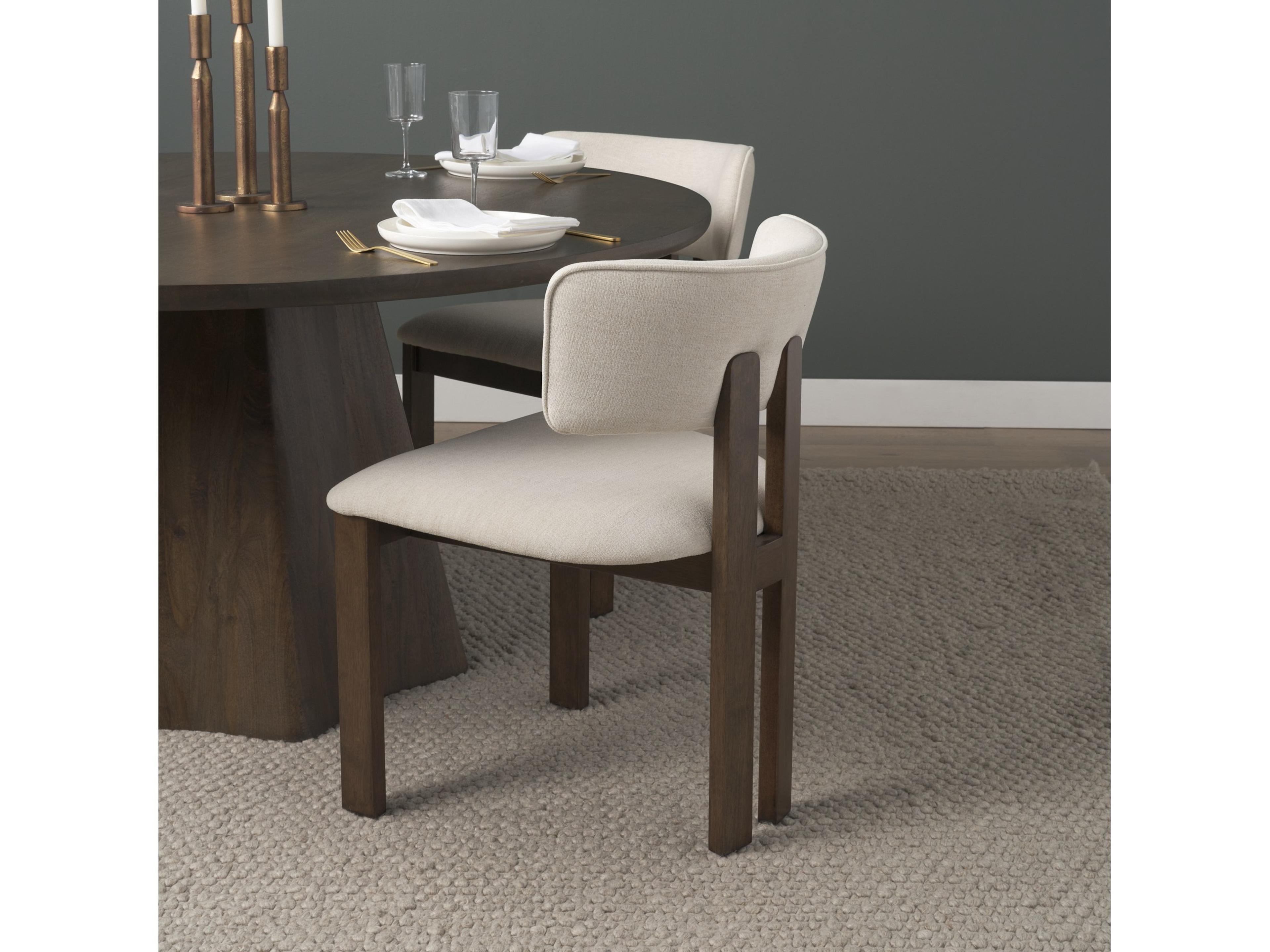 Mercana Soho Curved Open Back Cream Chenille Tripod Frame Dining Chair