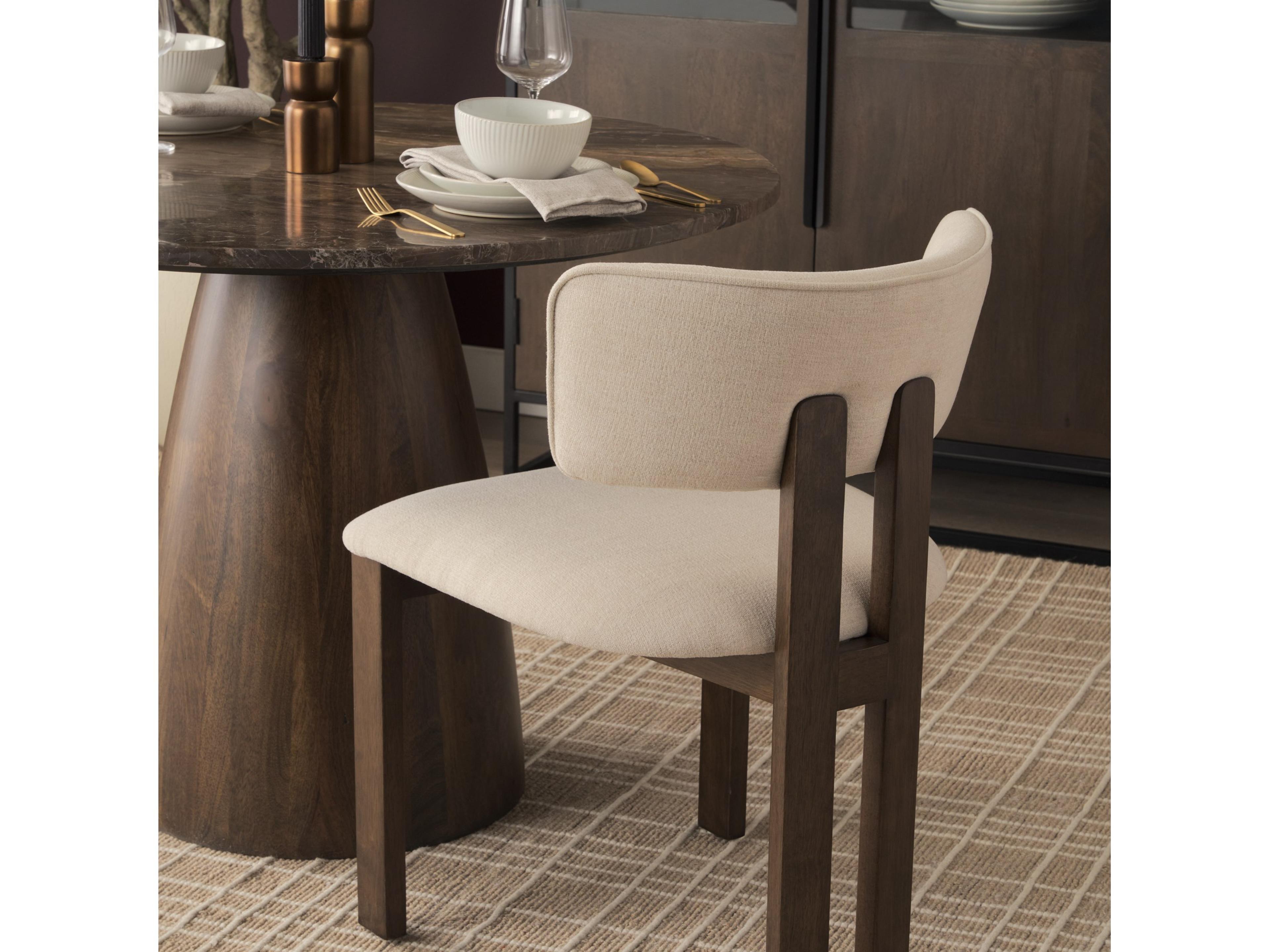 Mercana Soho Curved Open Back Cream Chenille Tripod Frame Dining Chair