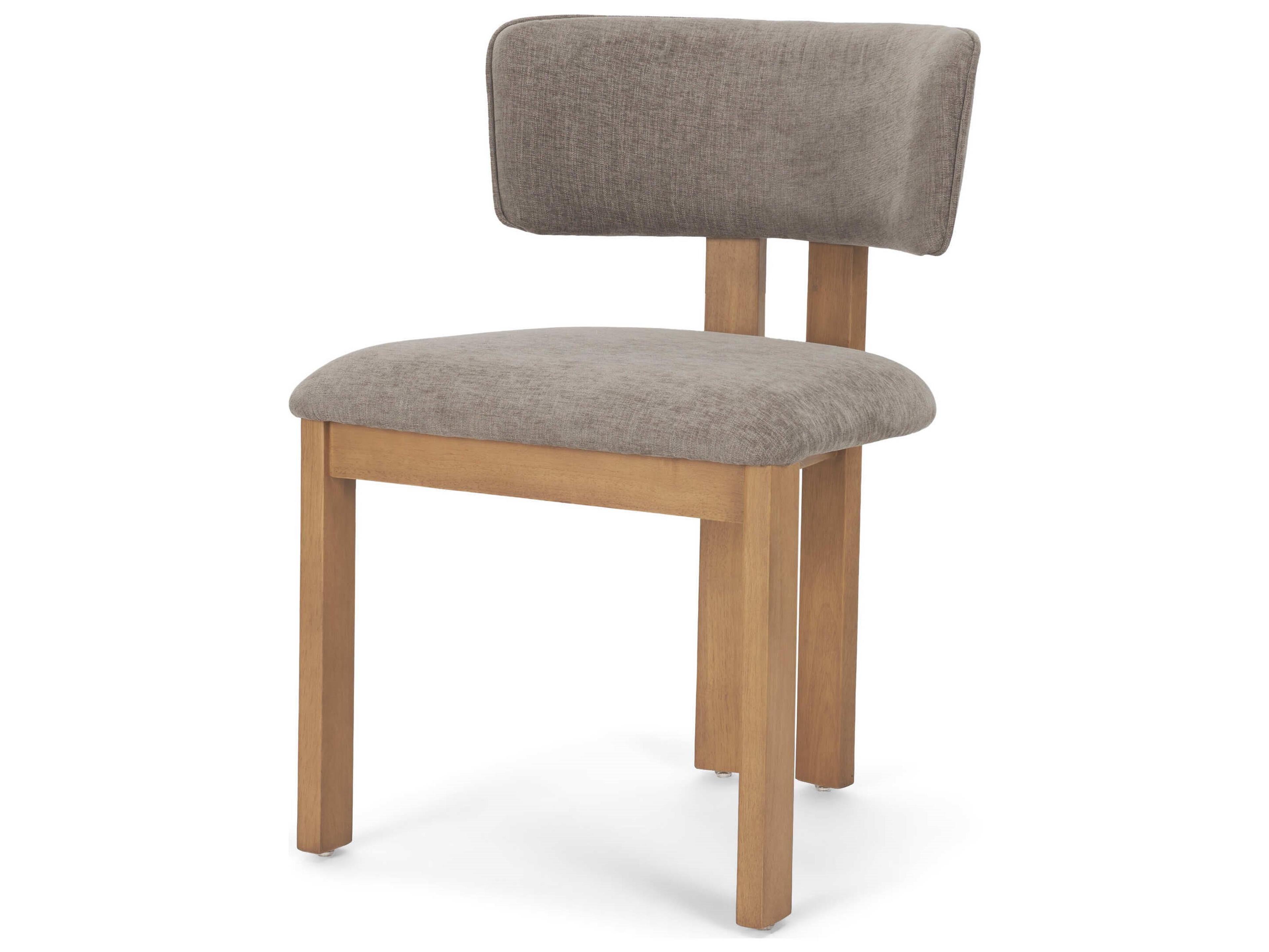 Soho Curved Open Back Gray Chenille Tripod Frame Dining Side Chair