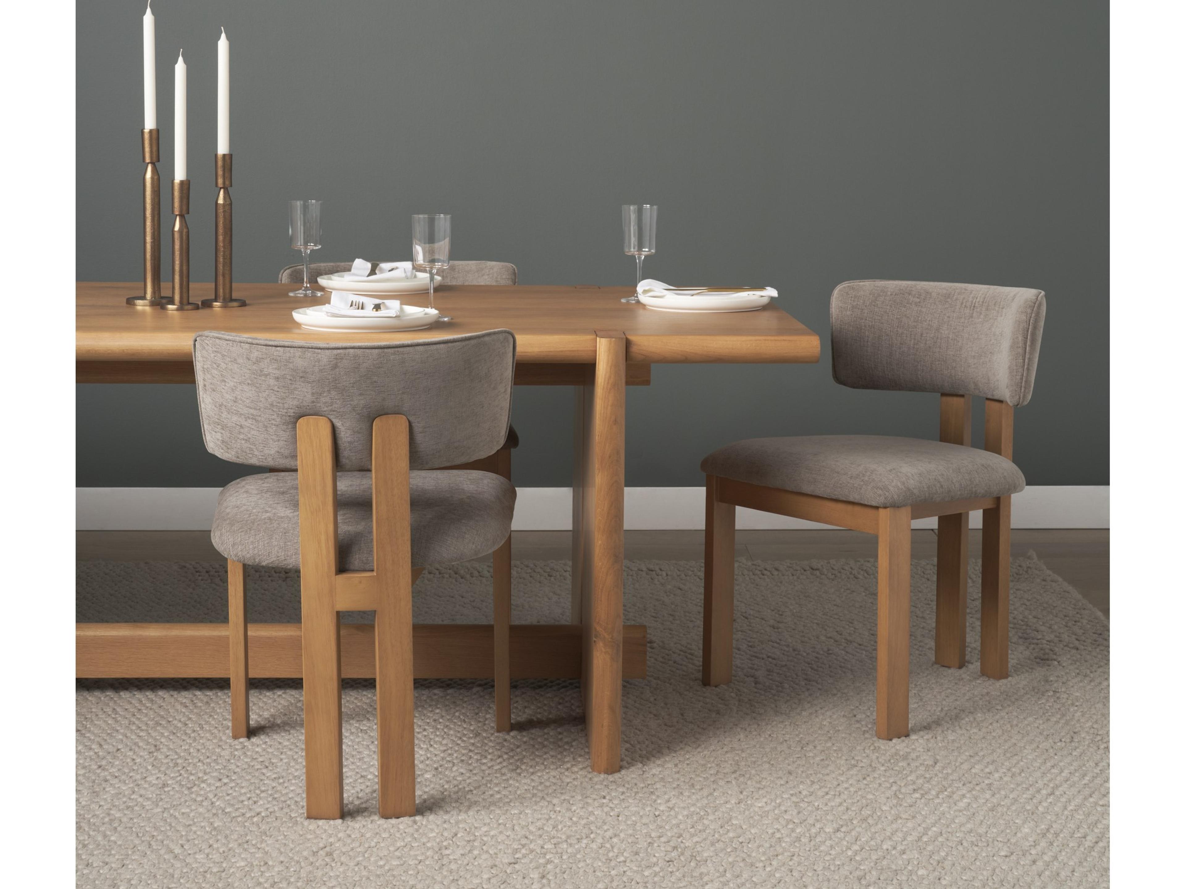 Mercana Soho Curved Open Back Gray Chenille Tripod Frame Dining Side Chair