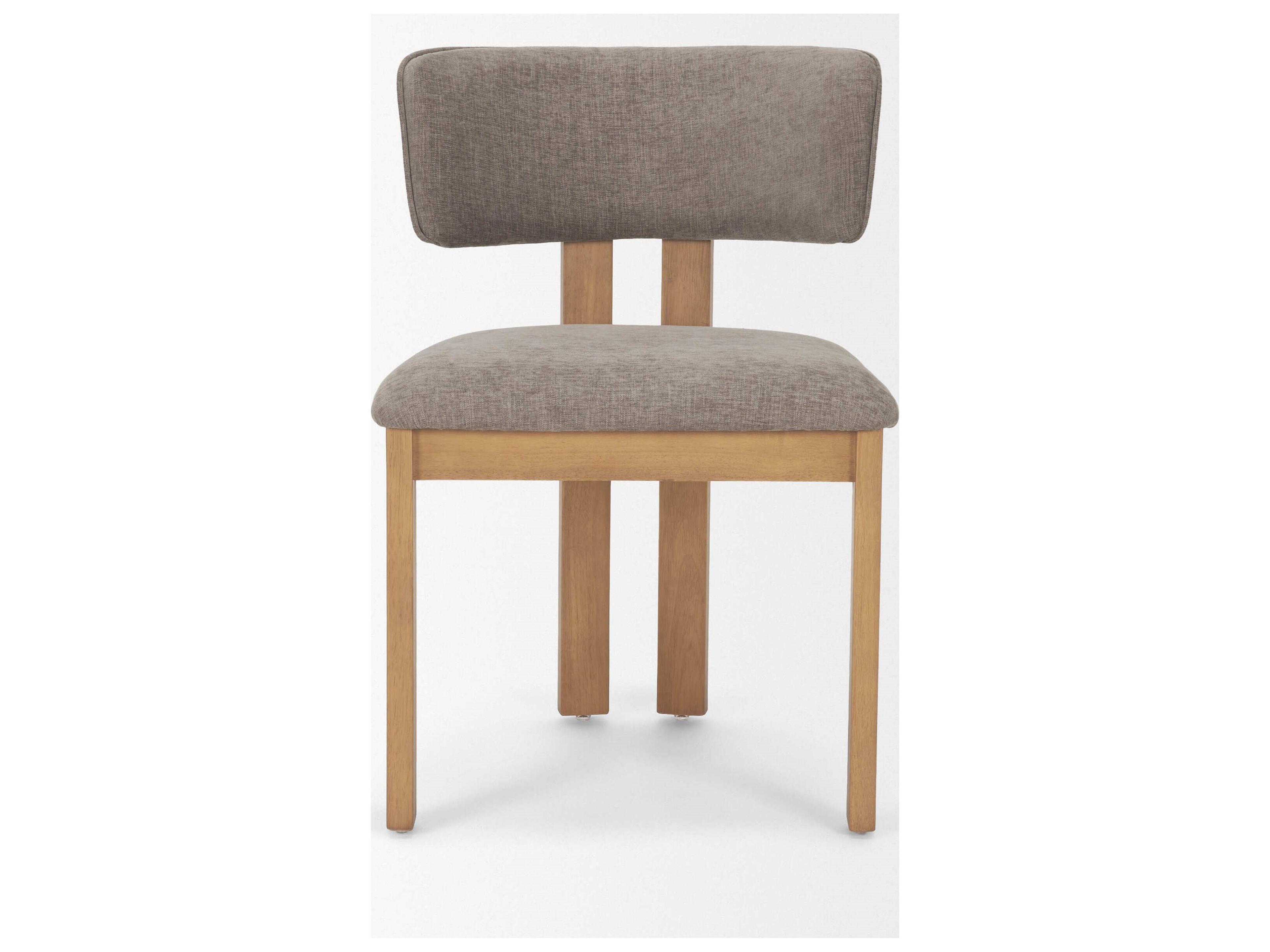 Mercana Soho Curved Open Back Gray Chenille Tripod Frame Dining Side Chair