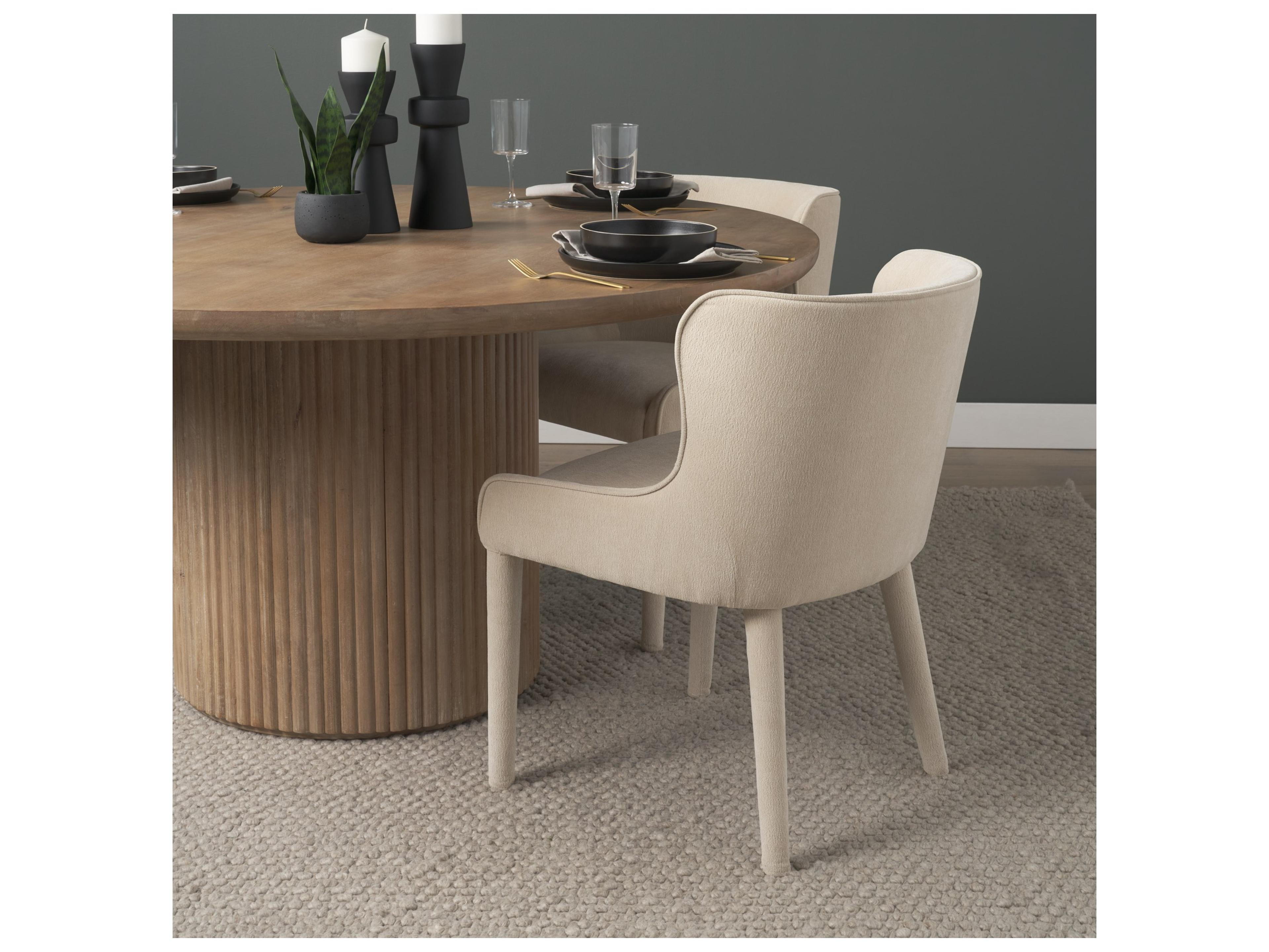 Mercana Nolan Slope Cream Chenille Dining Chair