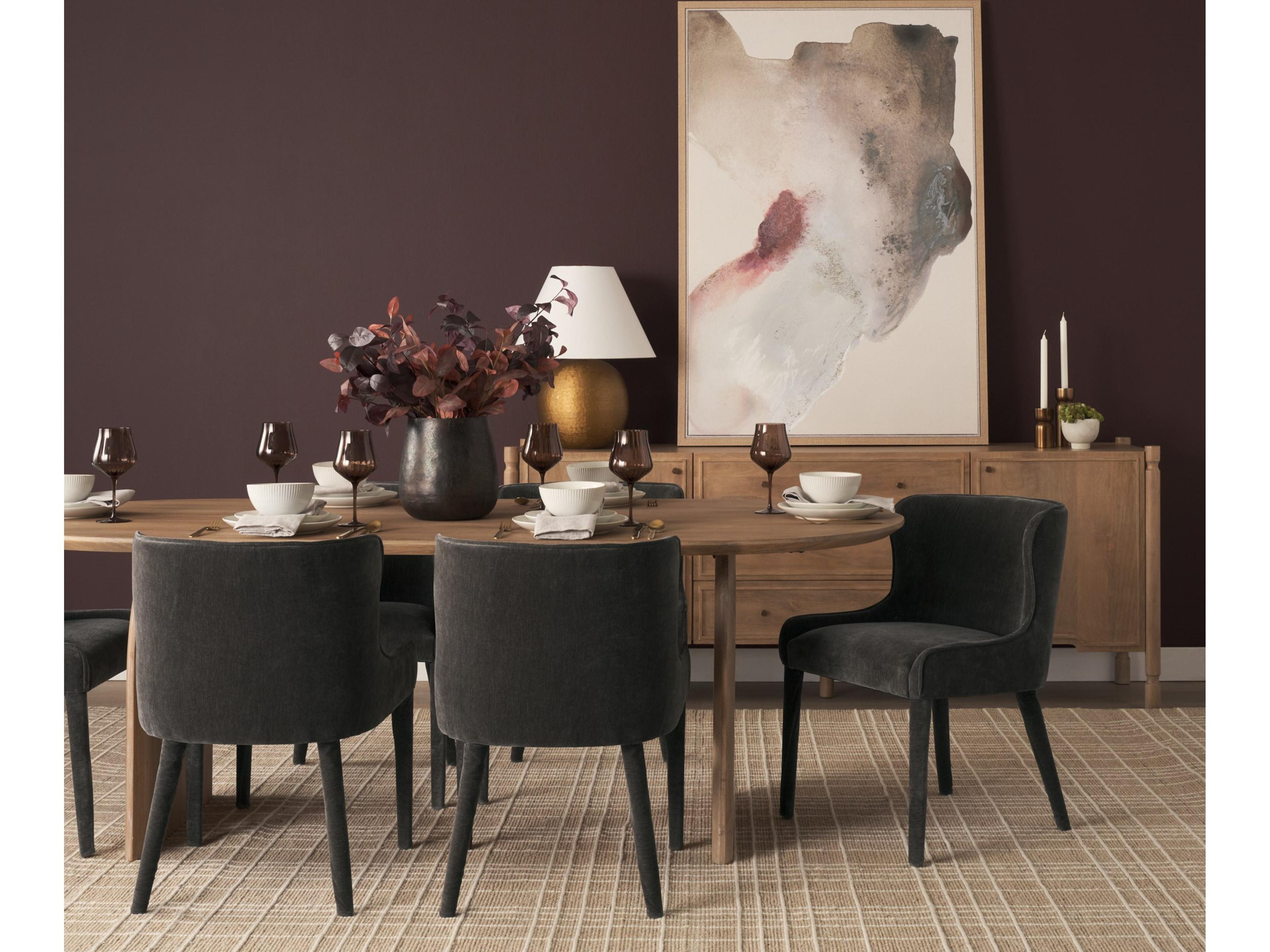 Mercana Nolan Slope Charcoal Chenille Dining Chair