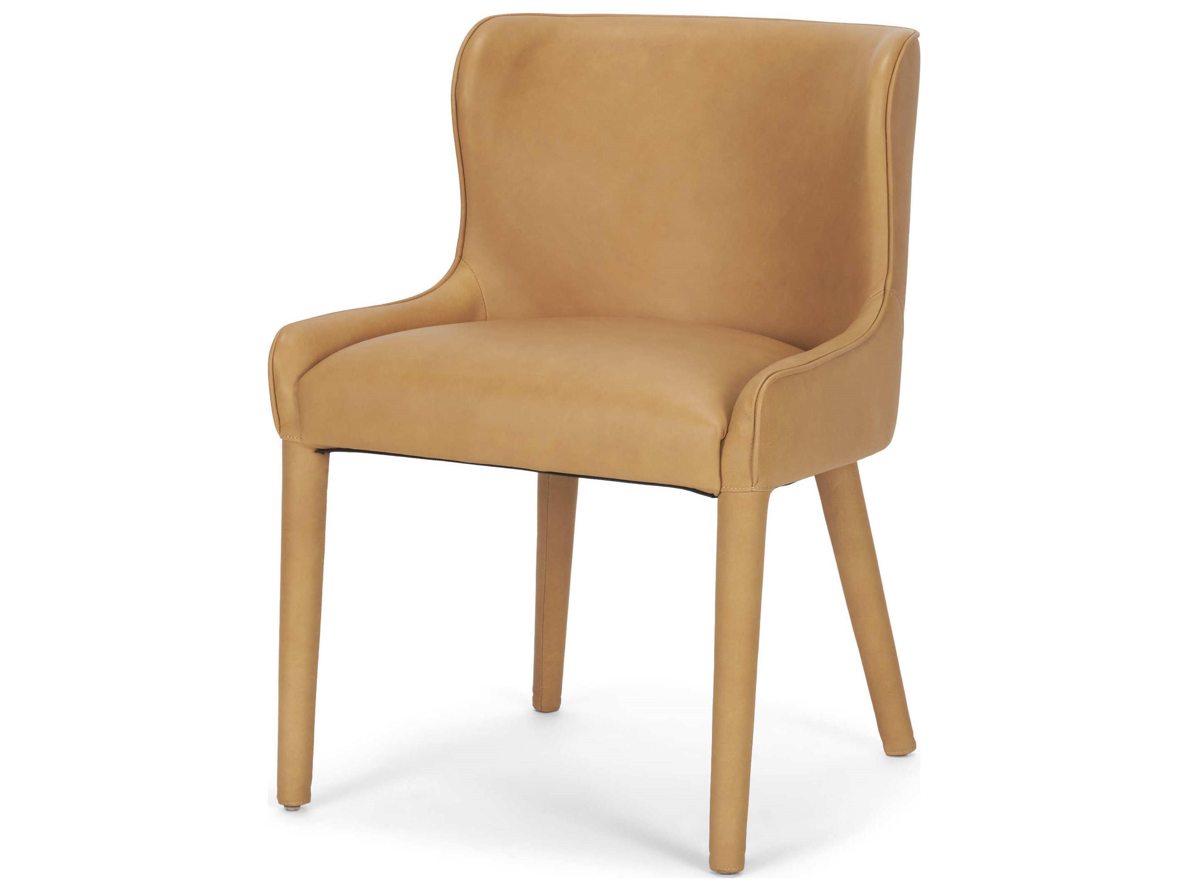Nolan Slope Tan Leather Dining Chair