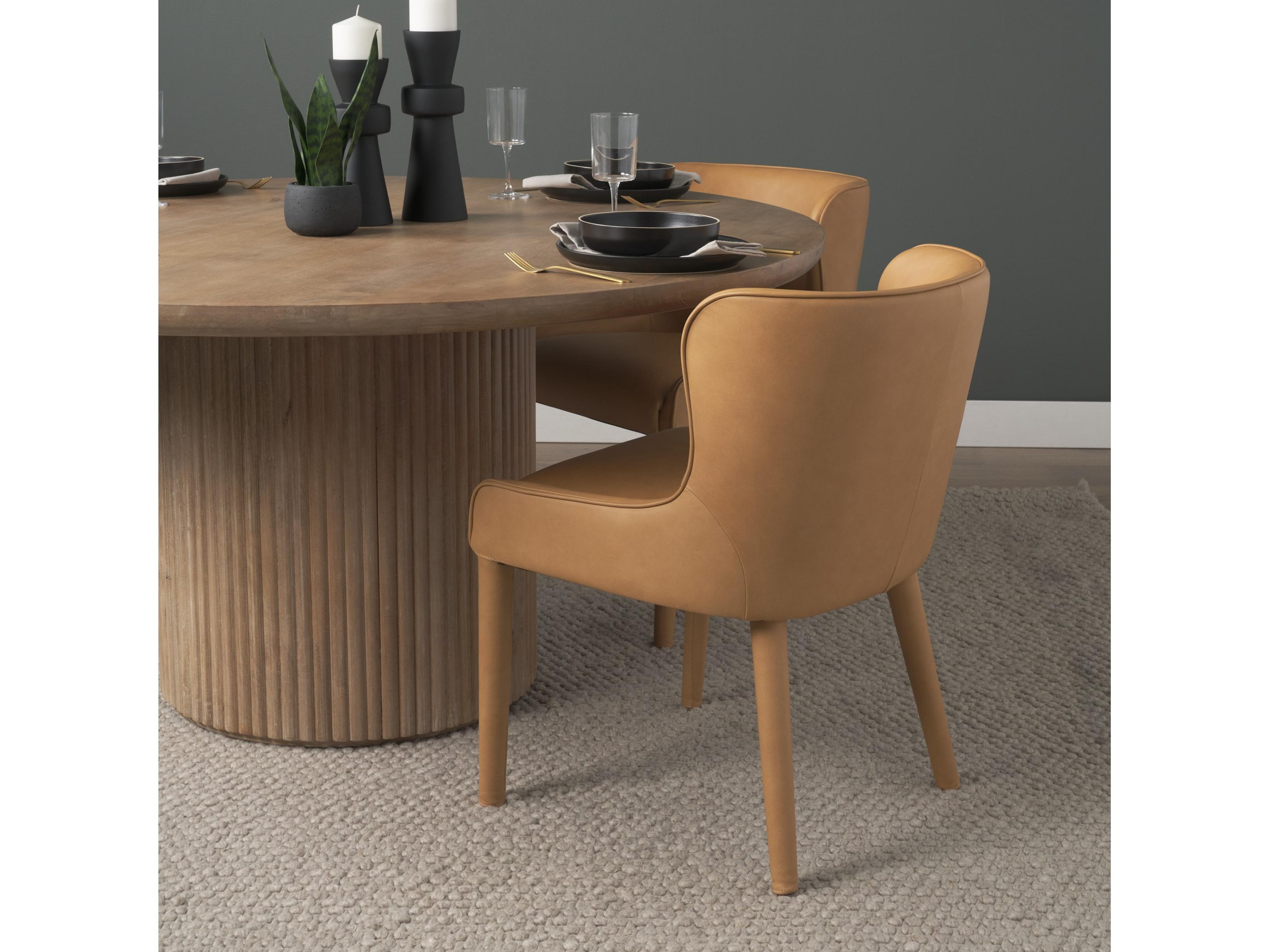 Mercana Nolan Slope Tan Leather Dining Chair