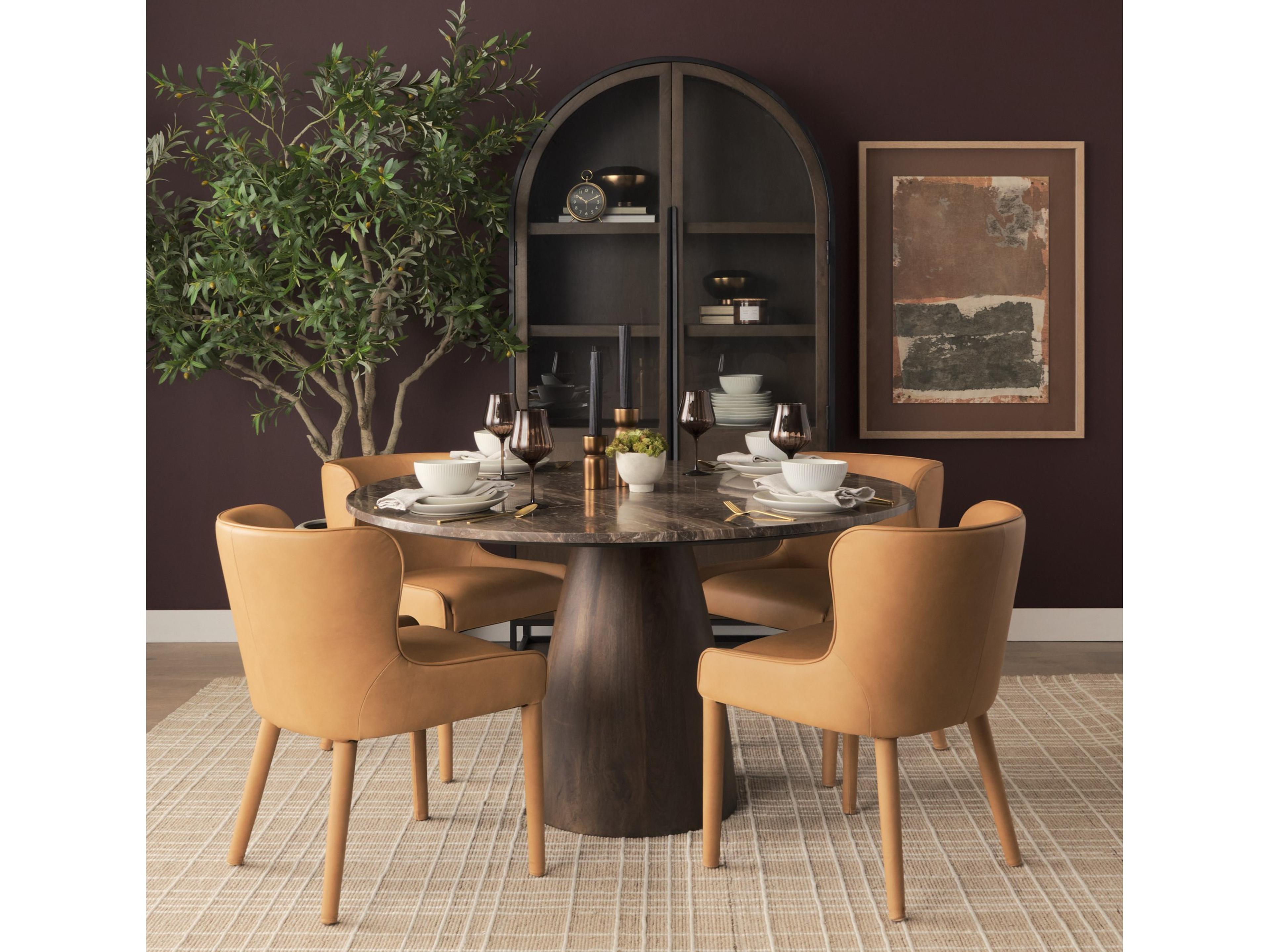 Mercana Nolan Slope Tan Leather Dining Chair