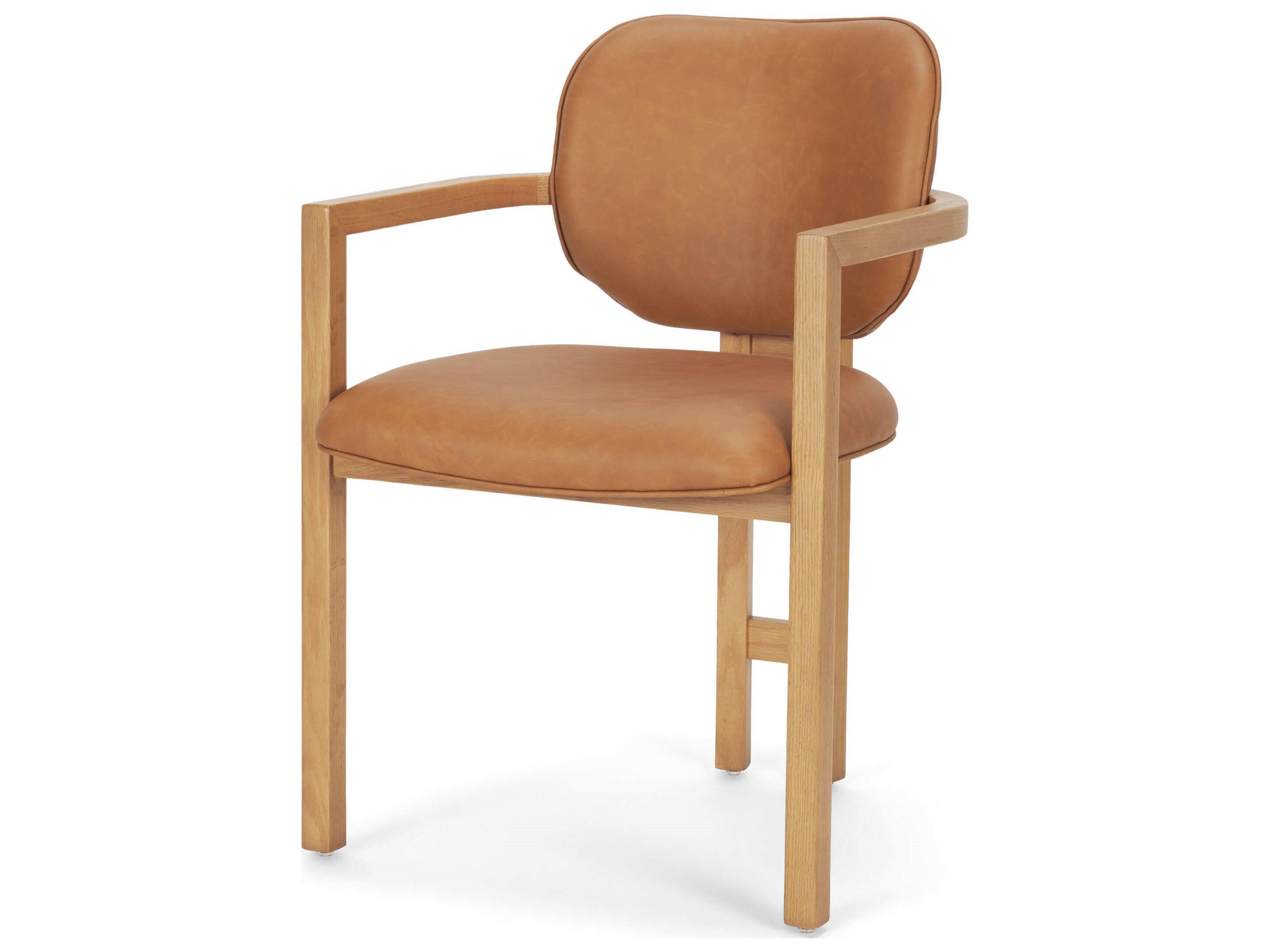 Carlisle Curved Back Tan Leather Tripod Frame Dining Armchair