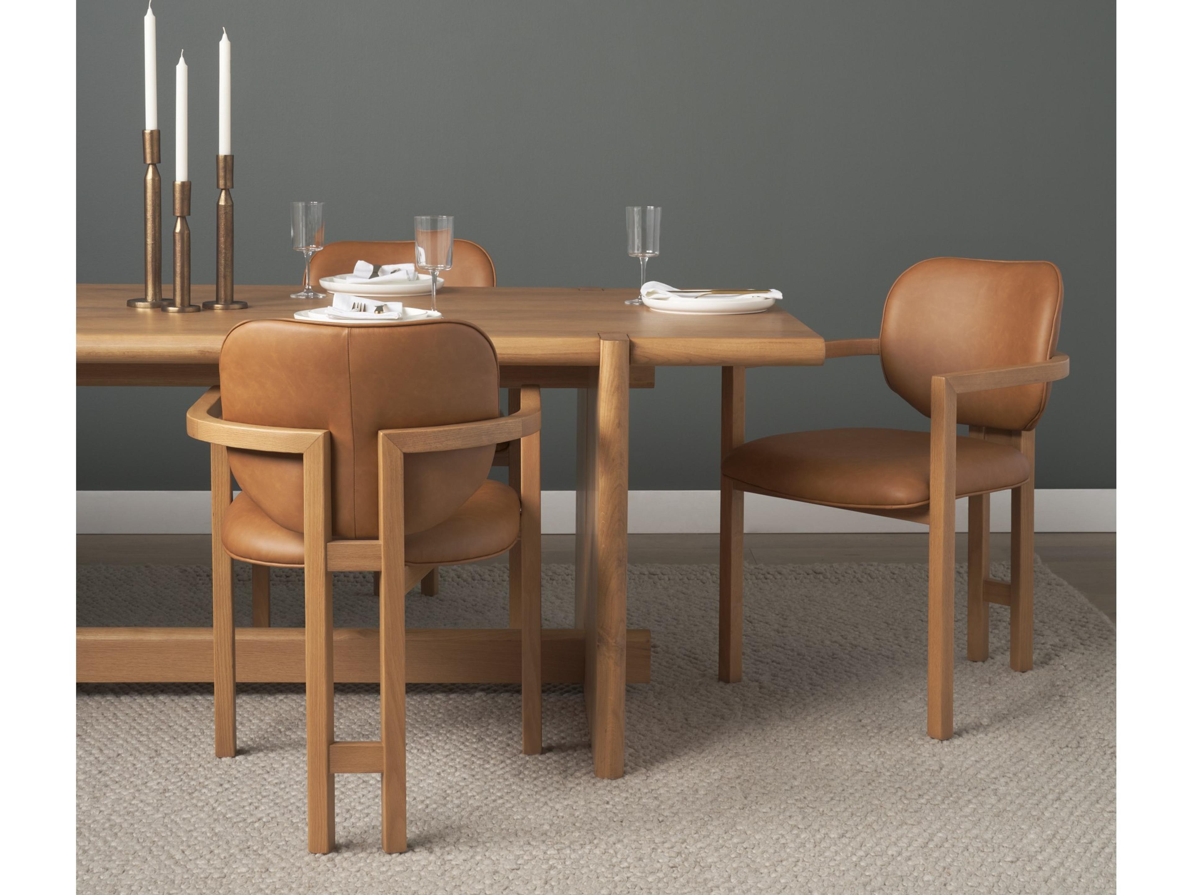 Mercana Carlisle Curved Back Tan Leather Tripod Frame Dining Armchair