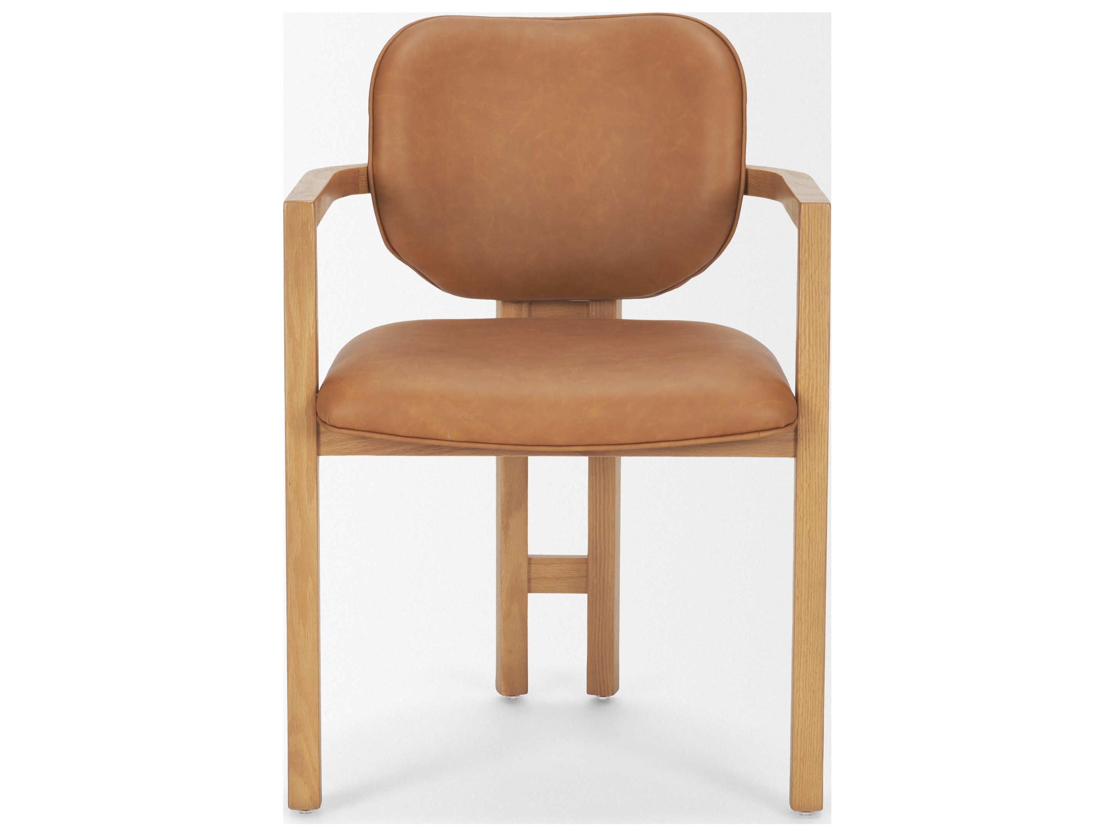Mercana Carlisle Curved Back Tan Leather Tripod Frame Dining Armchair