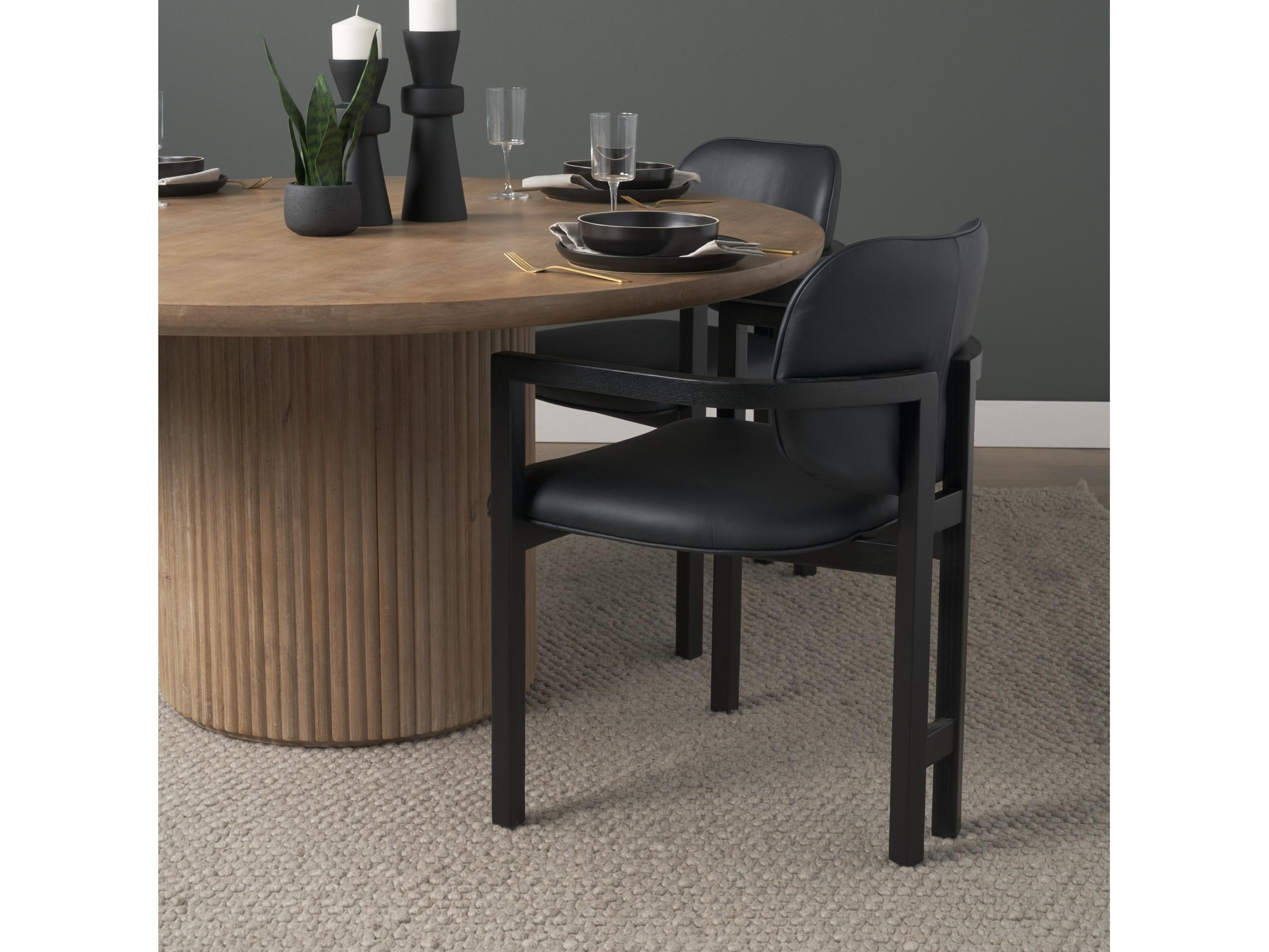 Mercana Carlisle Curved Back Black Leather Tripod Frame Dining Armchair