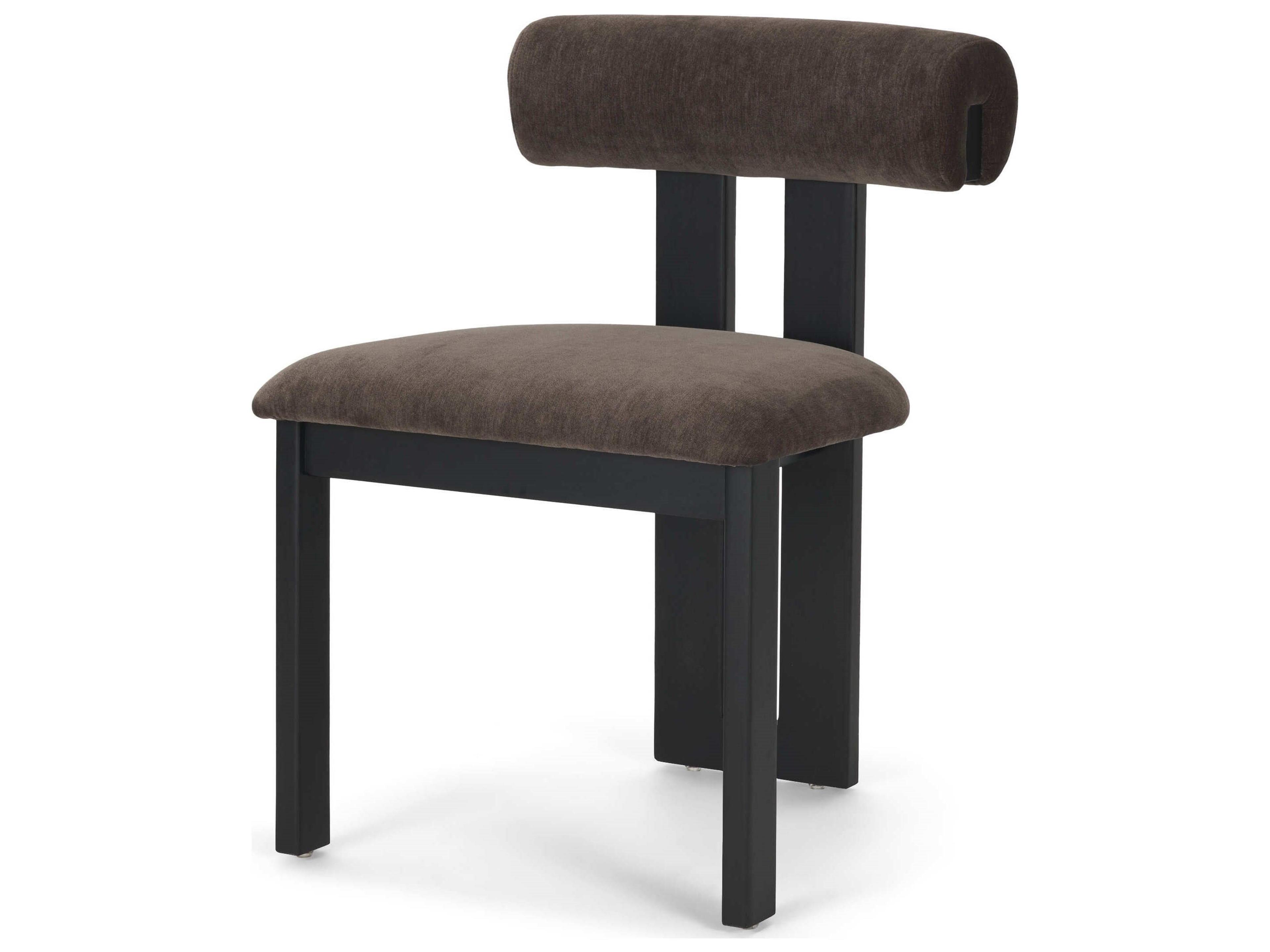 Tribeca Curve Open Back Charcoal Chenille Tripod Frame Dining Chair