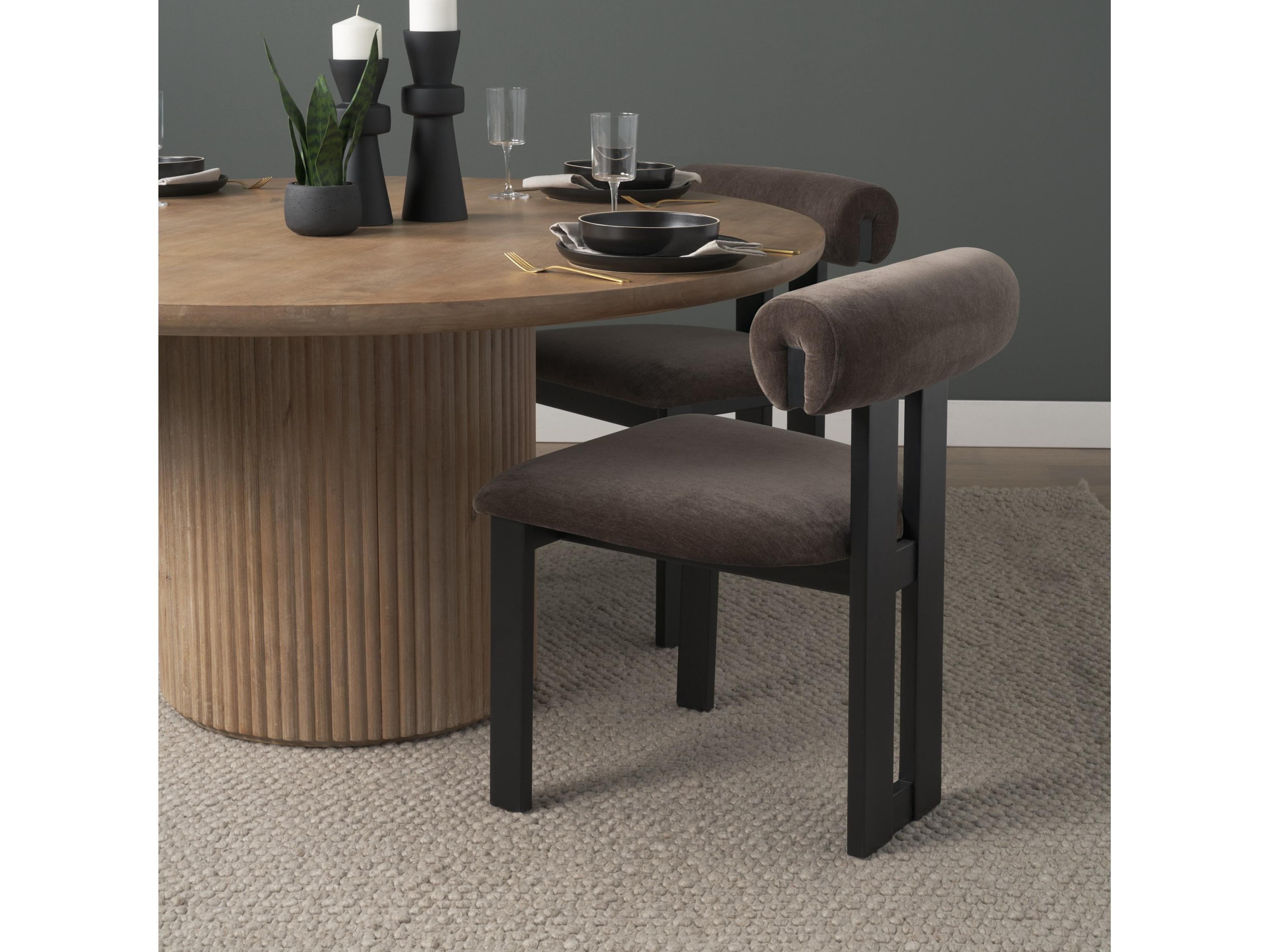 Mercana Tribeca Curve Open Back Charcoal Chenille Tripod Frame Dining Chair