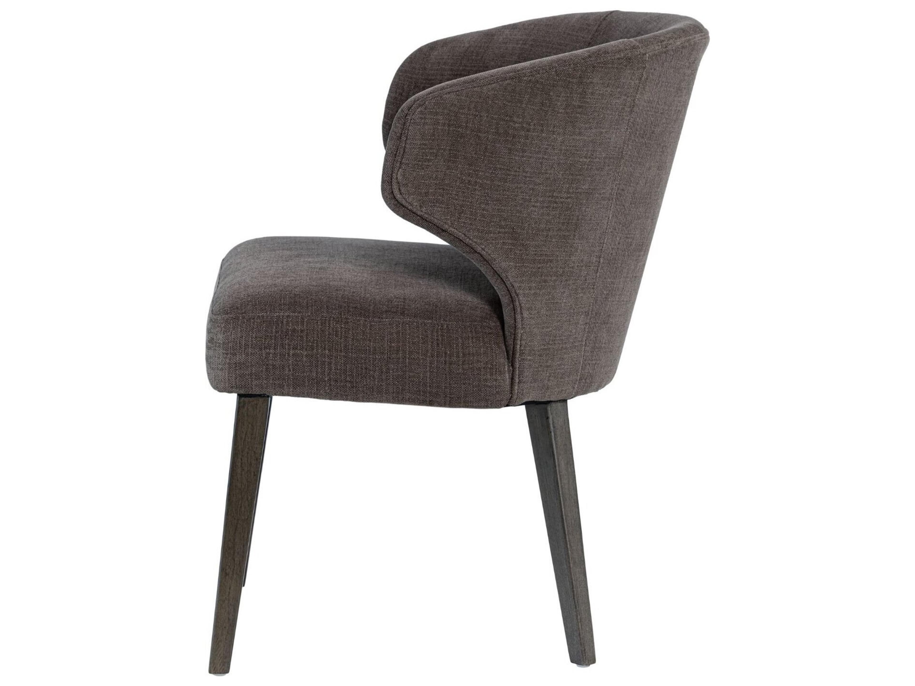 Mercana Niles Brown Fabric W/ Dark Brown Wooden Legs Wingback Dining Chair