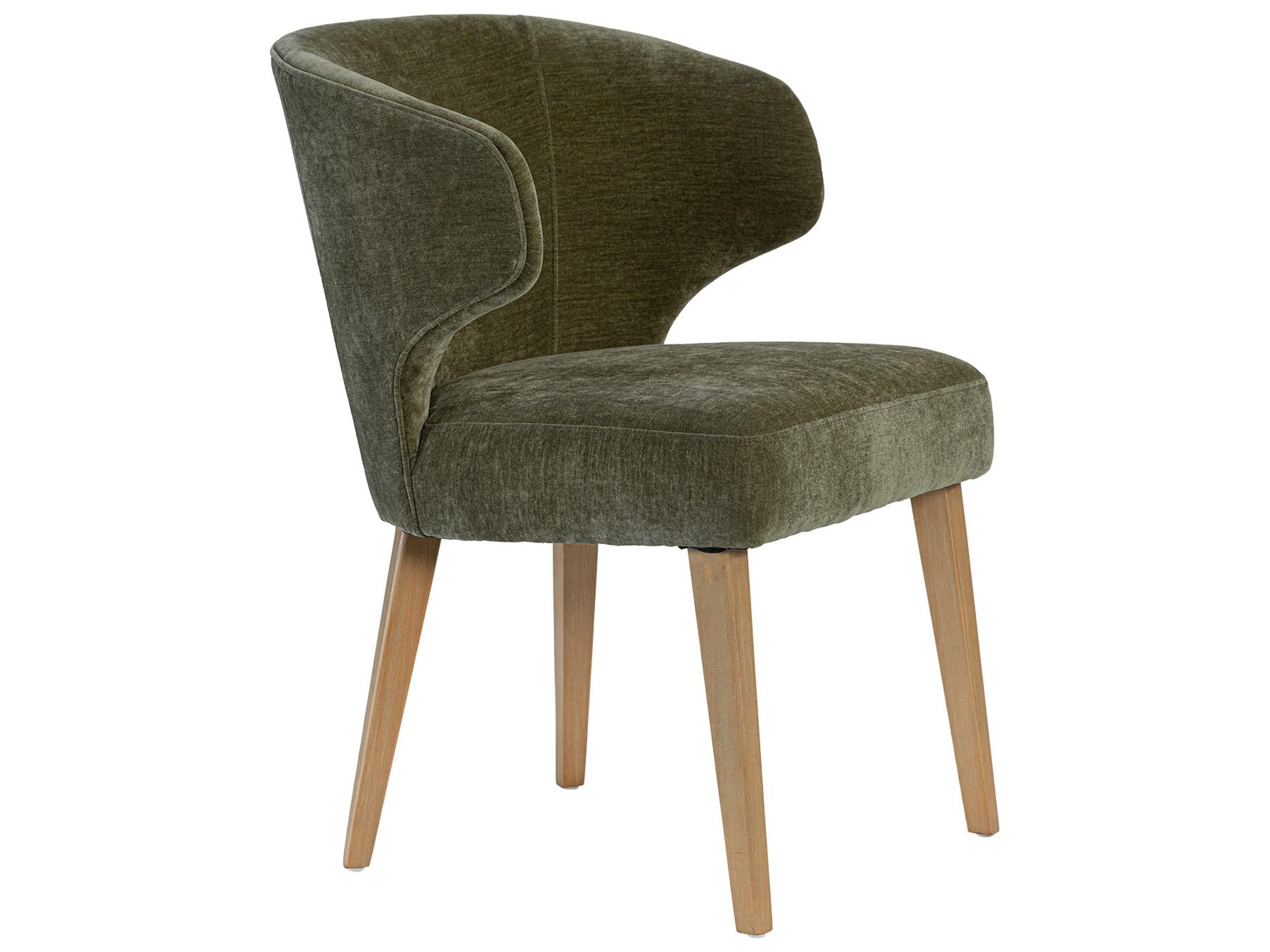 Mercana Niles 22.5L x 24.5W x 32H Moss Olive Fabric Seat W/ Mid Brown Wooden Legs Wingback Dining Chair