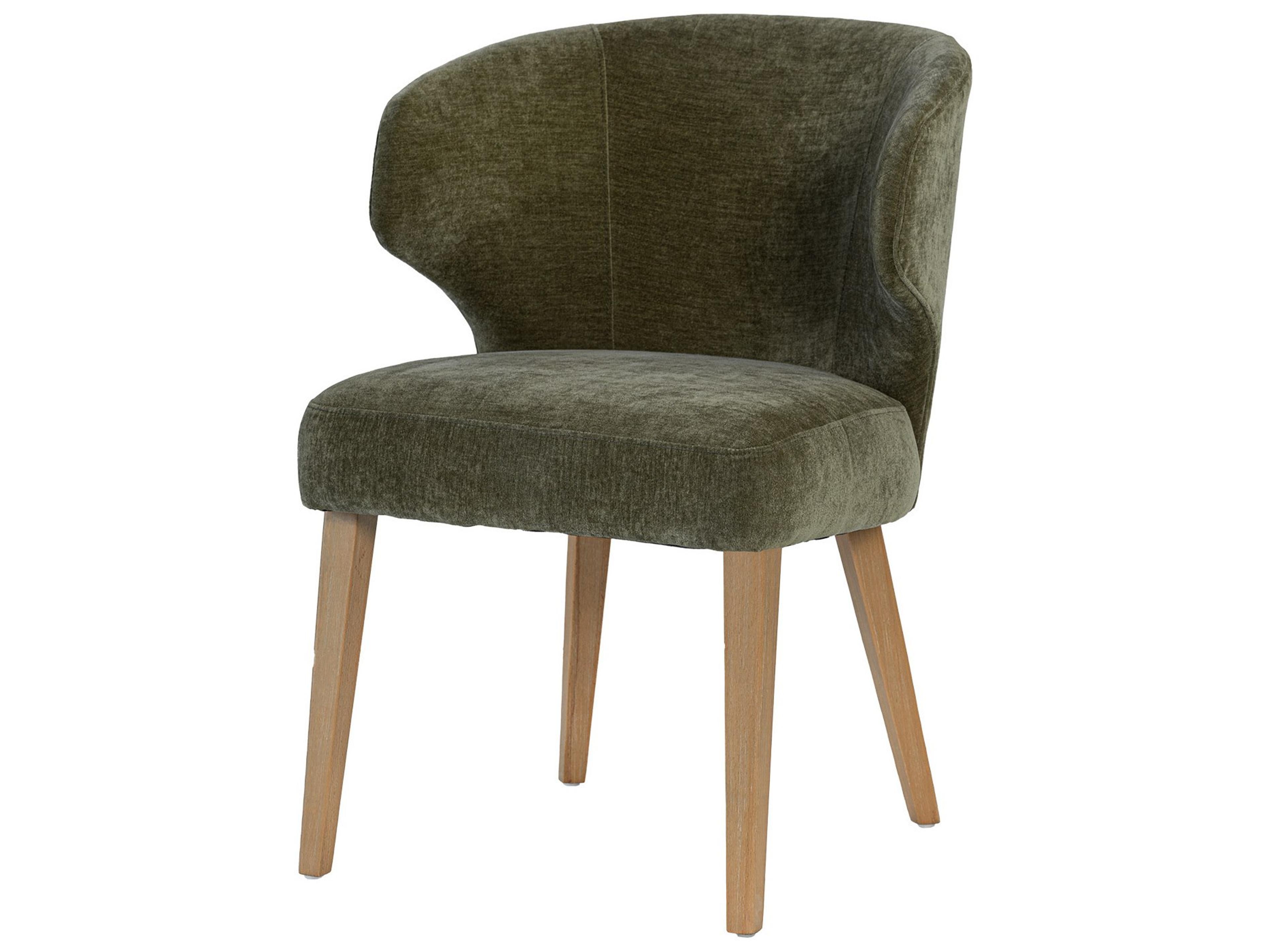 Niles 22.5L x 24.5W x 32H Moss Olive Fabric Seat W/ Mid Brown Wooden Legs Wingback Dining Chair