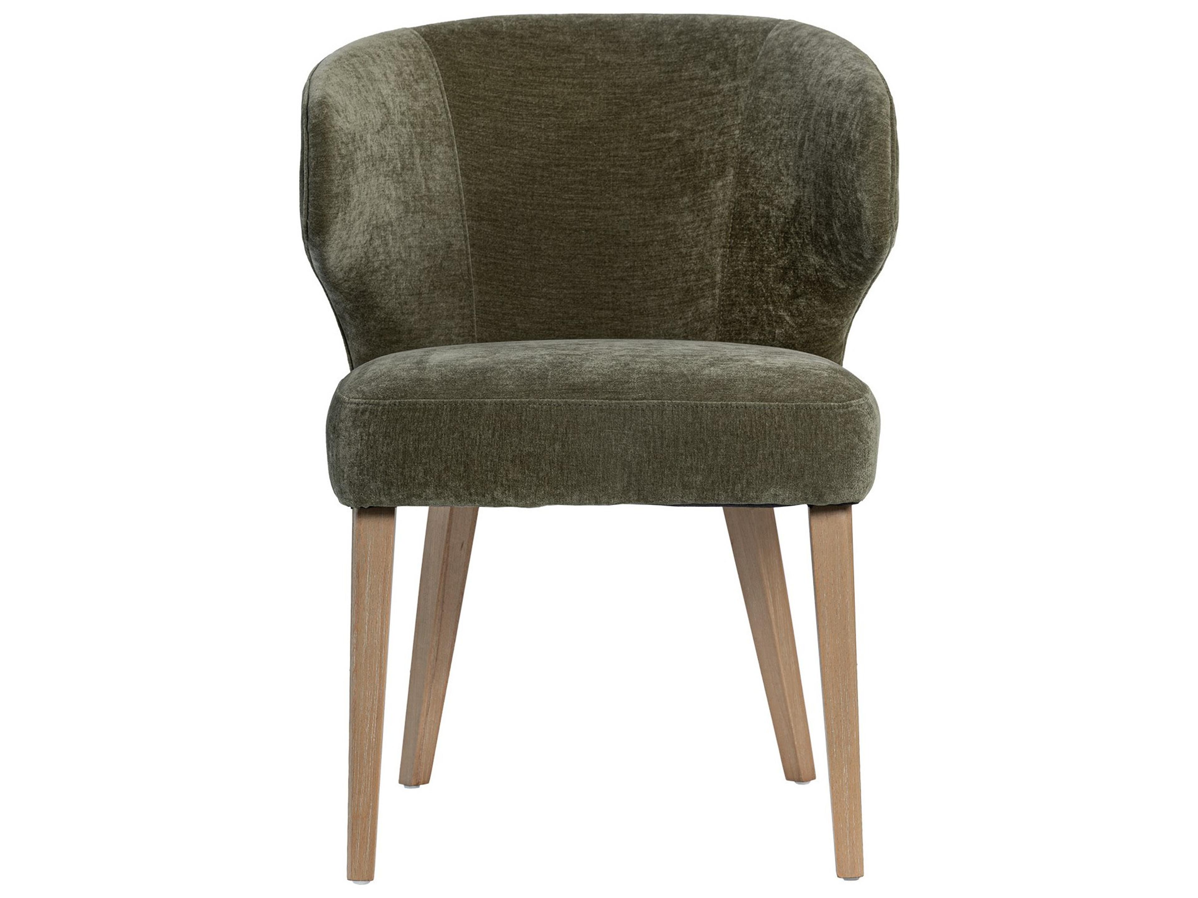 Mercana Niles 22.5L x 24.5W x 32H Moss Olive Fabric Seat W/ Mid Brown Wooden Legs Wingback Dining Chair