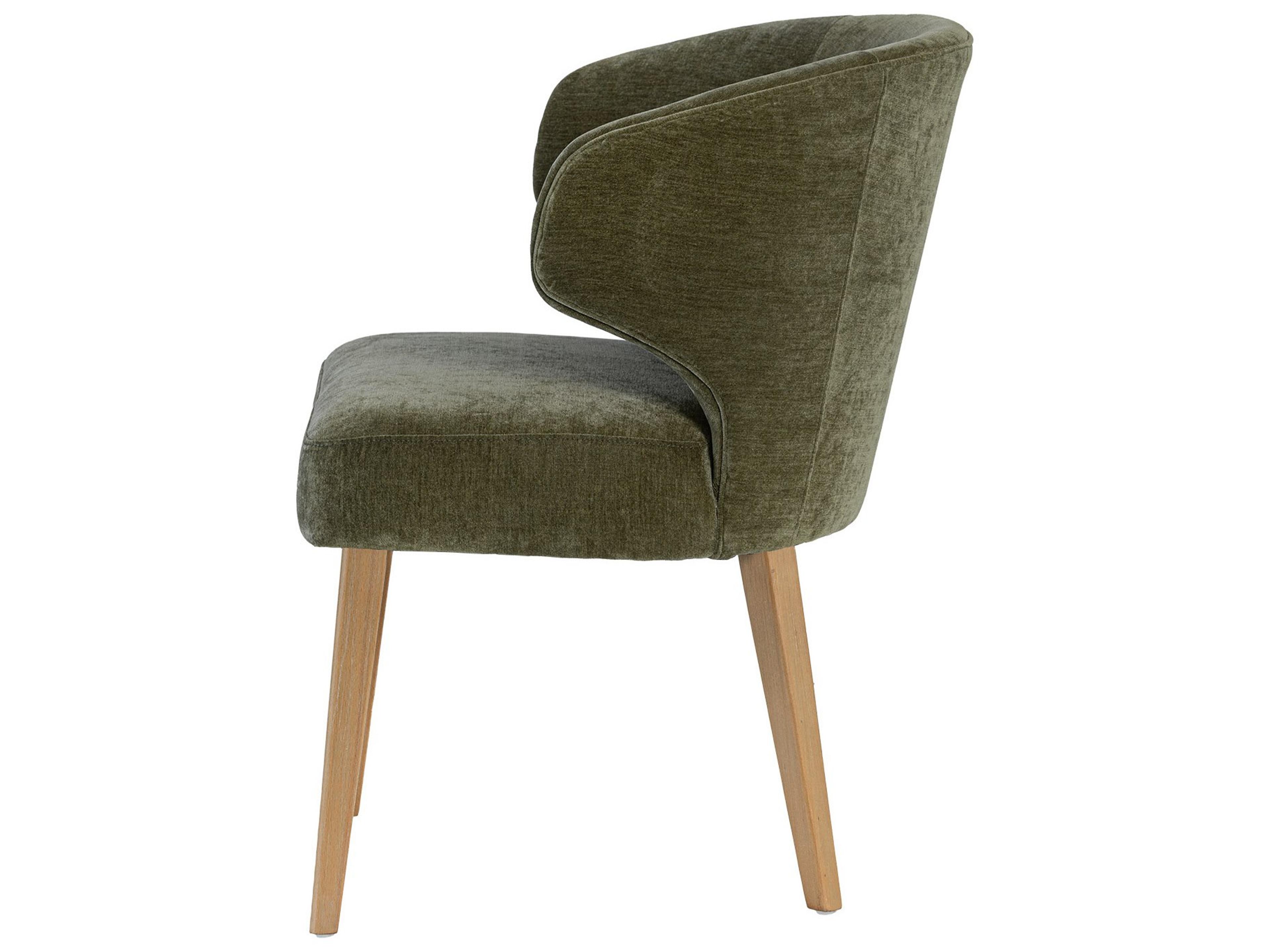 Mercana Niles 22.5L x 24.5W x 32H Moss Olive Fabric Seat W/ Mid Brown Wooden Legs Wingback Dining Chair
