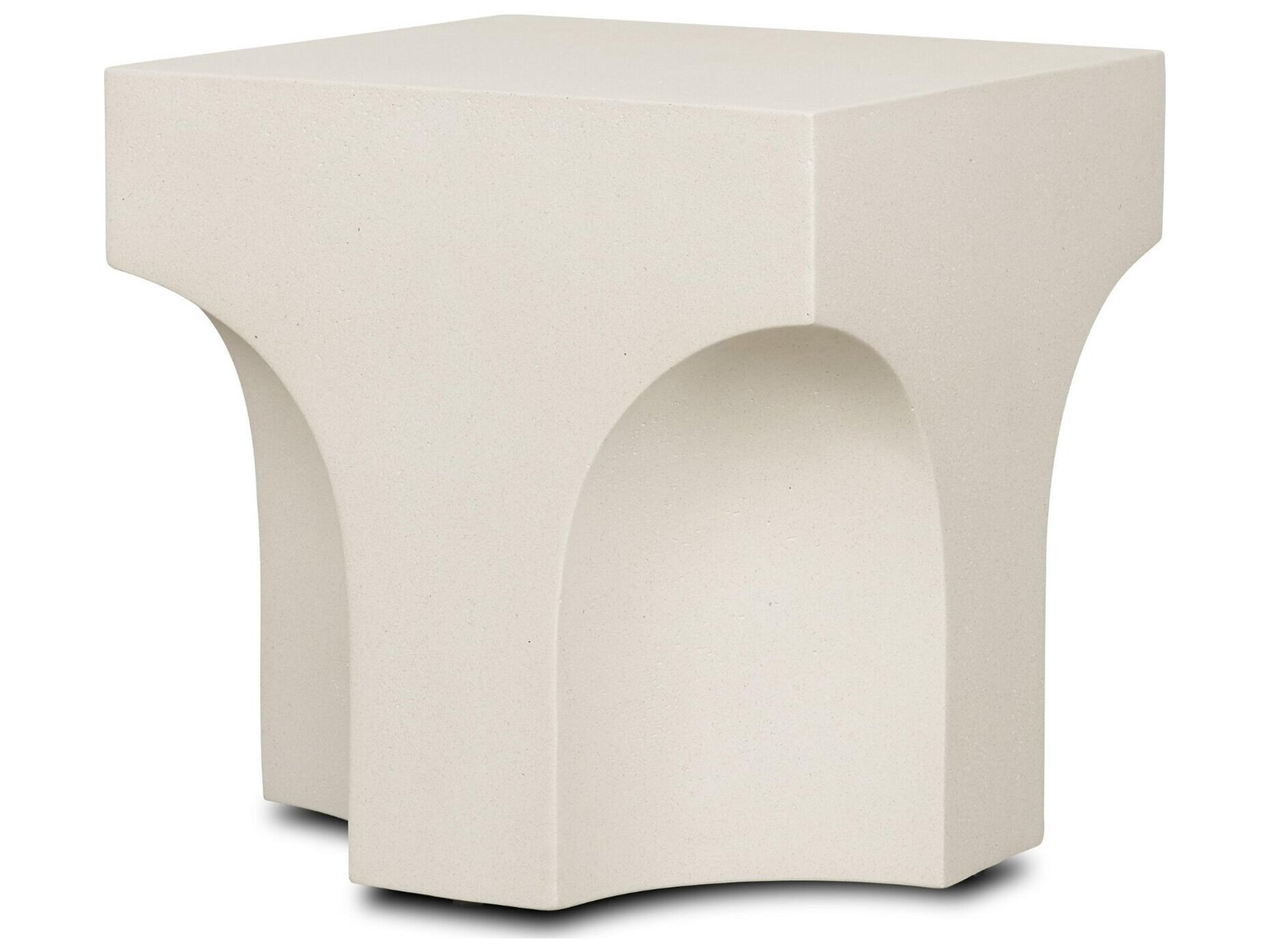 Bunda Square Sculptural Stone Finish Accent Table