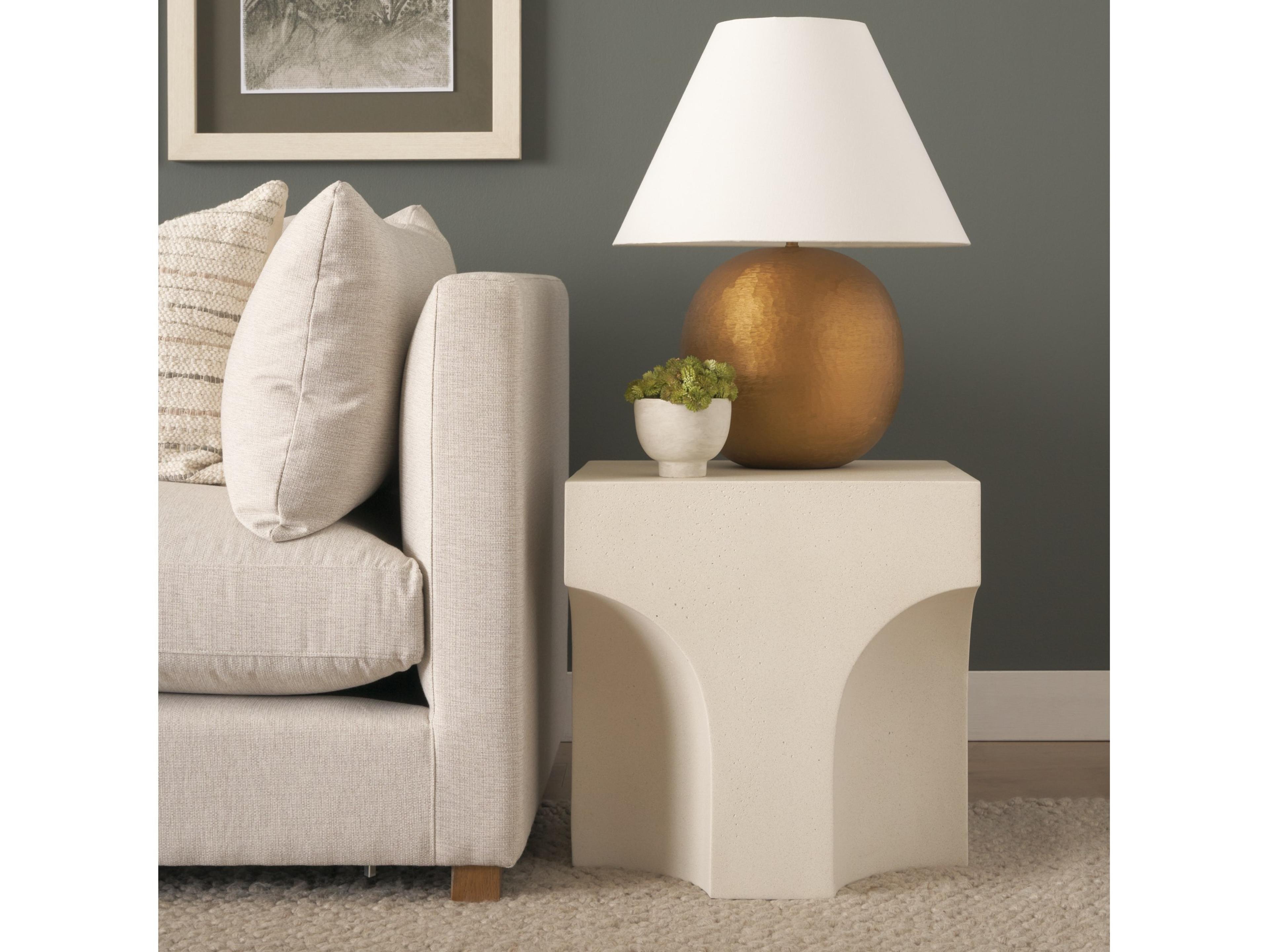 Mercana Bunda Square Sculptural Stone Finish Accent Table
