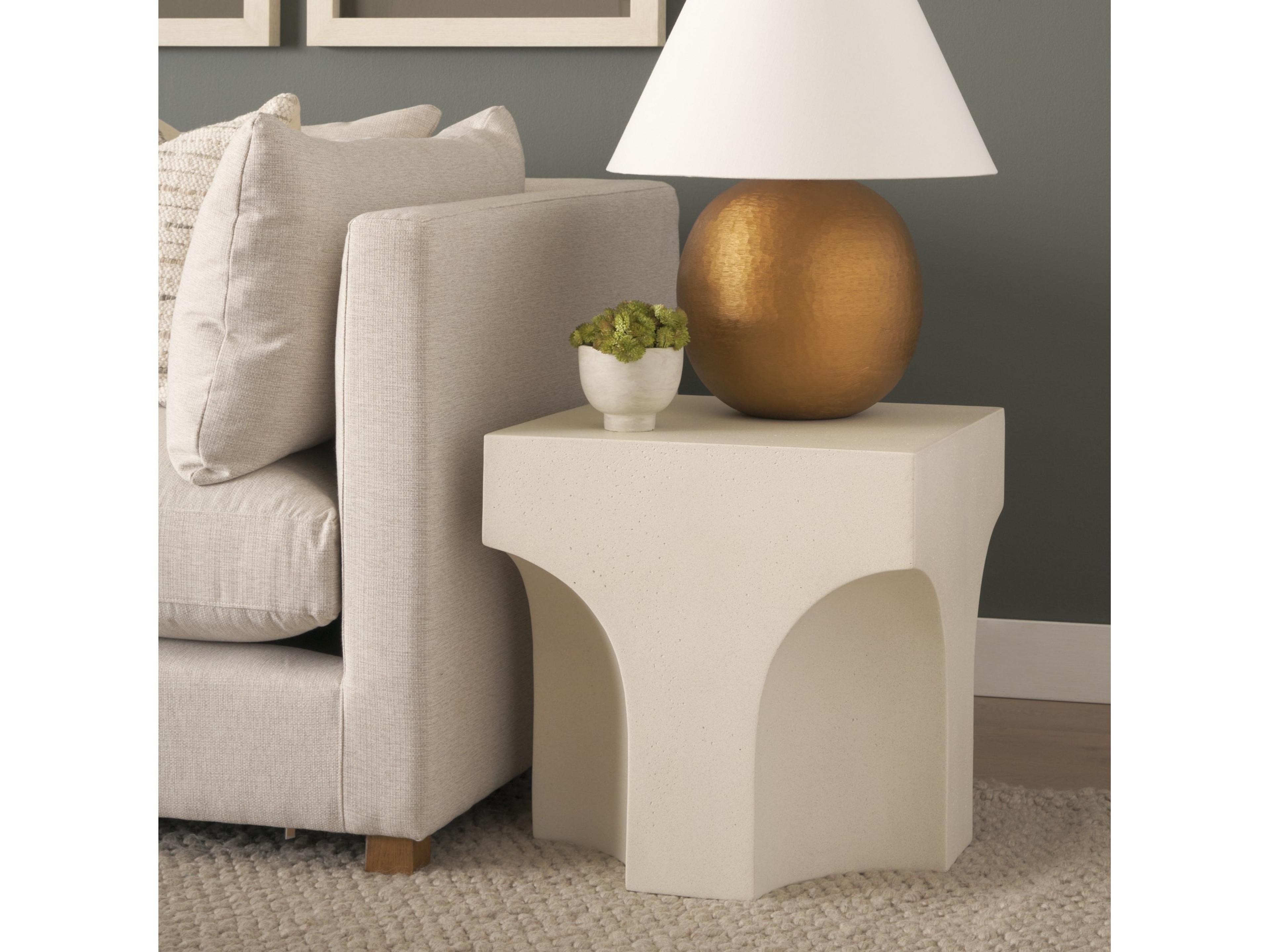 Mercana Bunda Square Sculptural Stone Finish Accent Table