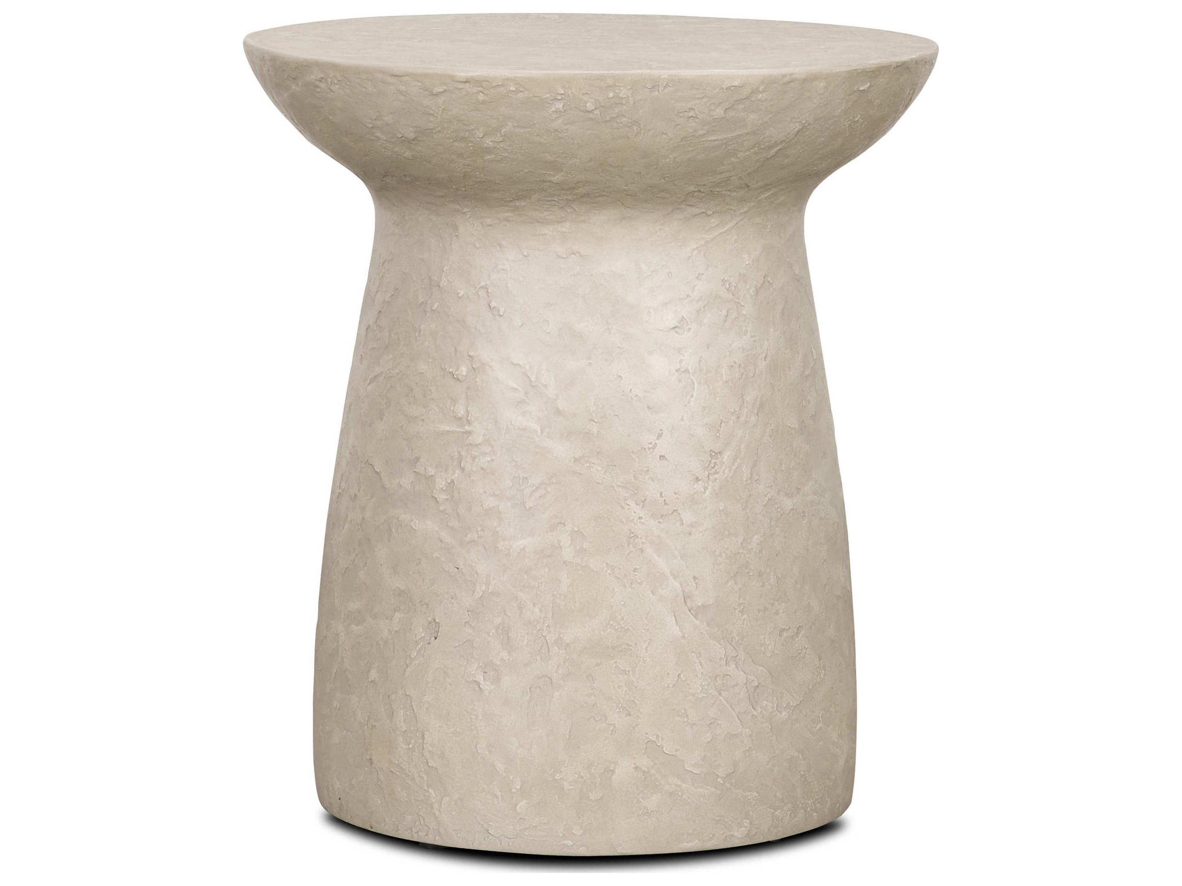 Mesa Round Stone Finish Pillar Accent Table