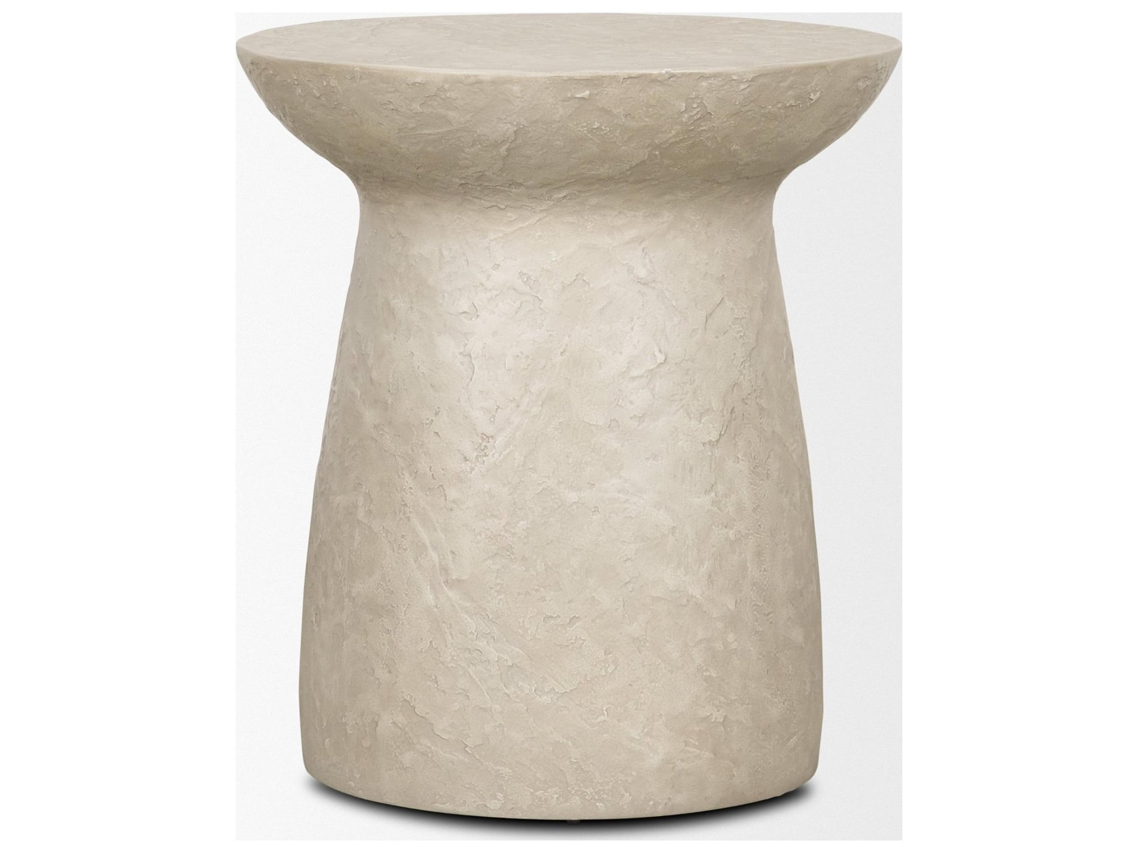 Mercana Mesa Round Stone Finish Pillar Accent Table