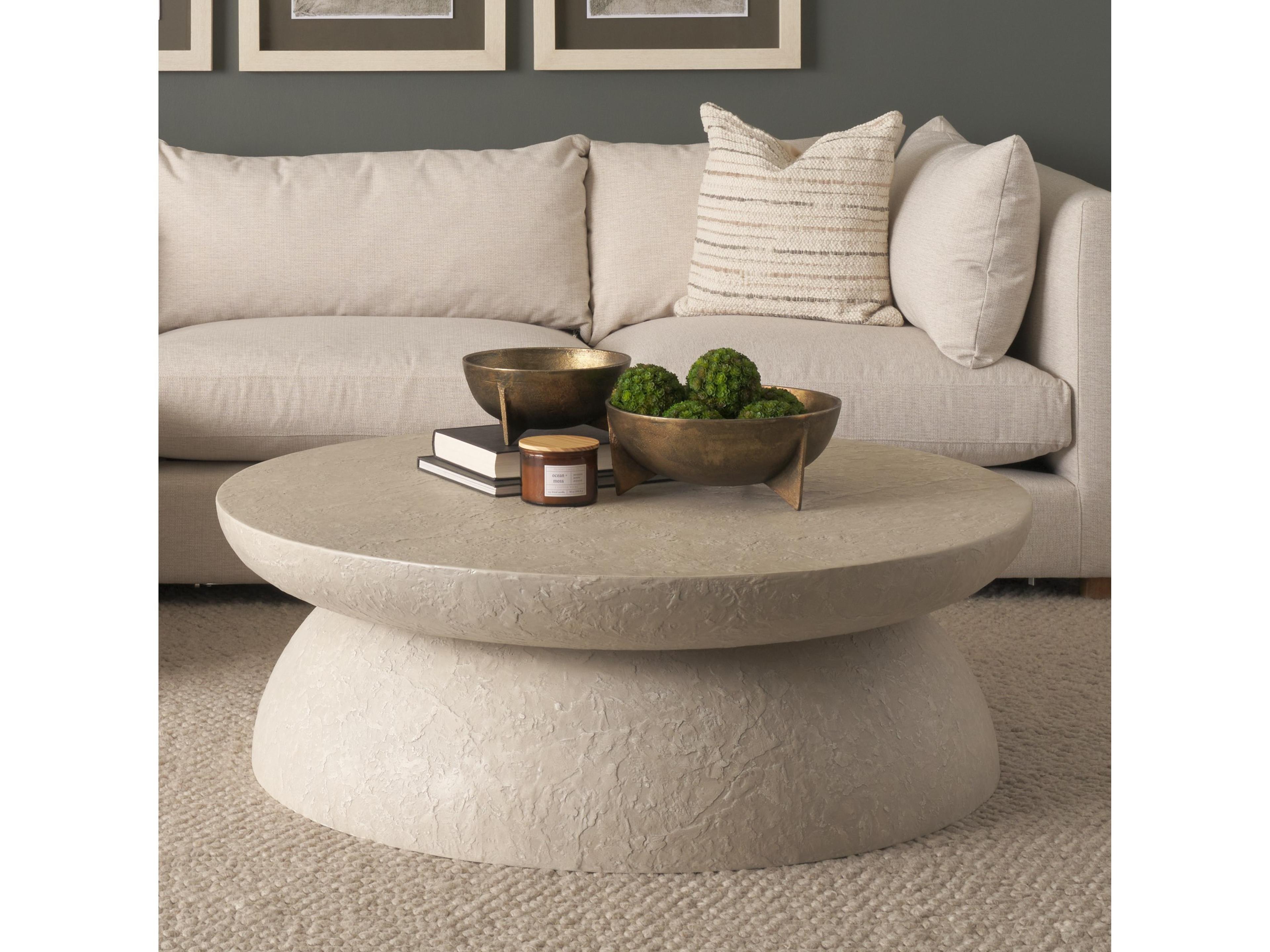 Mercana Mesa 48" Round Stone Finish Coffee Table
