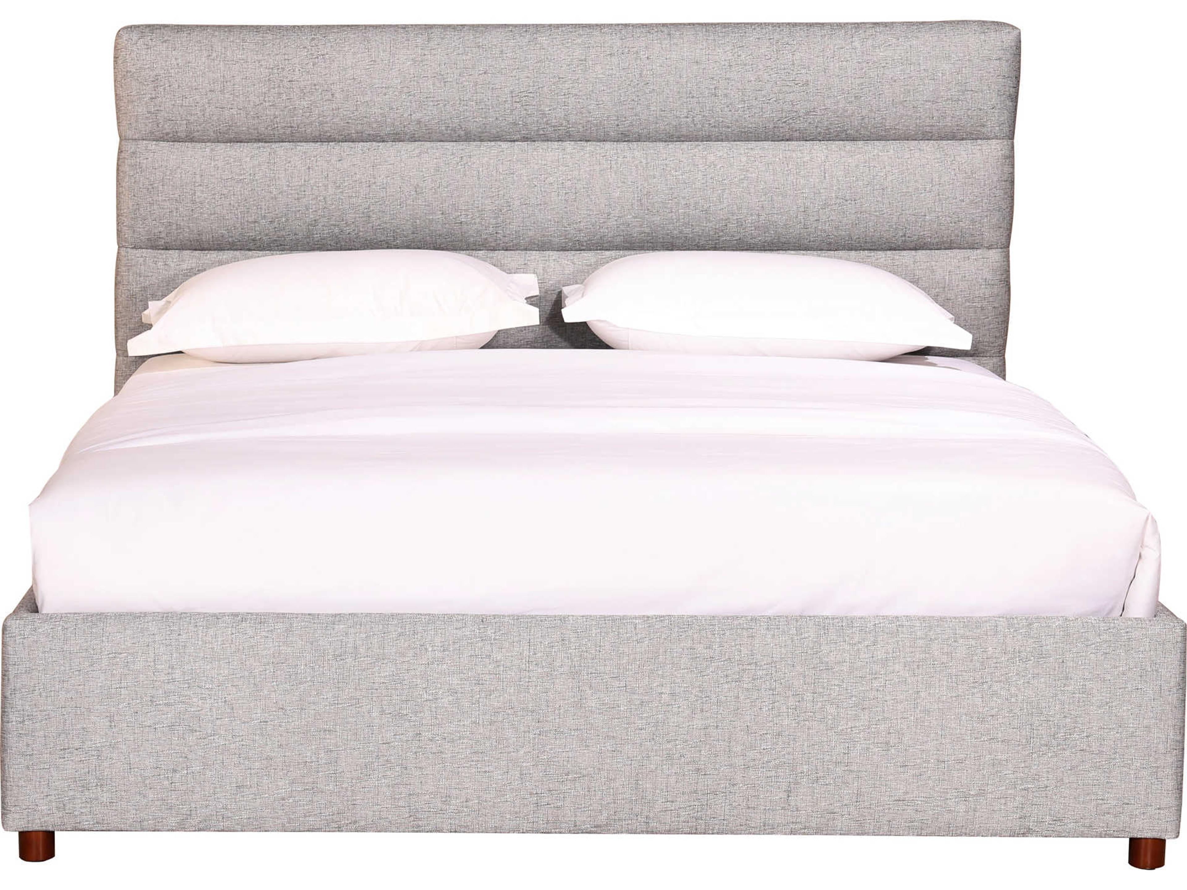 Moe's Home Light Grey Pine Wood Upholstered Queen Platform Bed