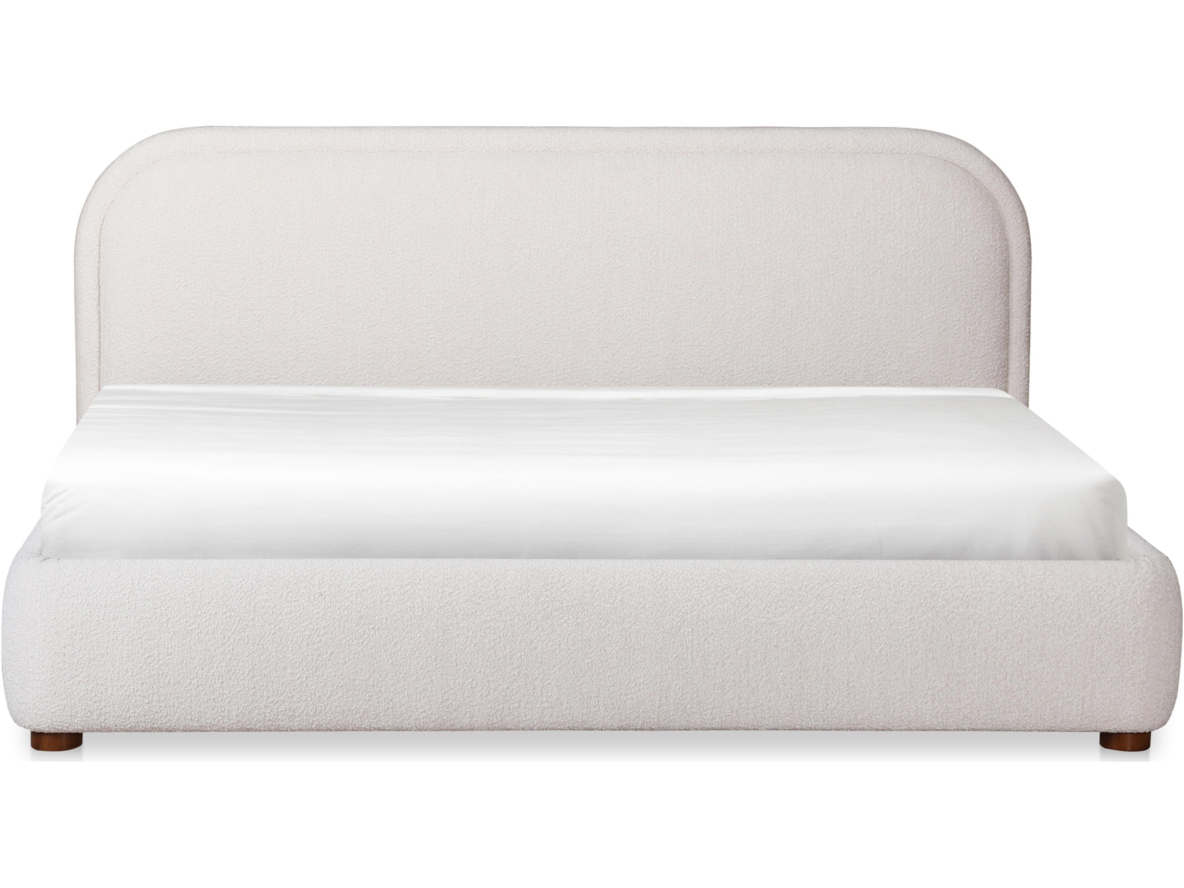 Colin Oatmeal White Ply Wood Upholstered King Panel Bed