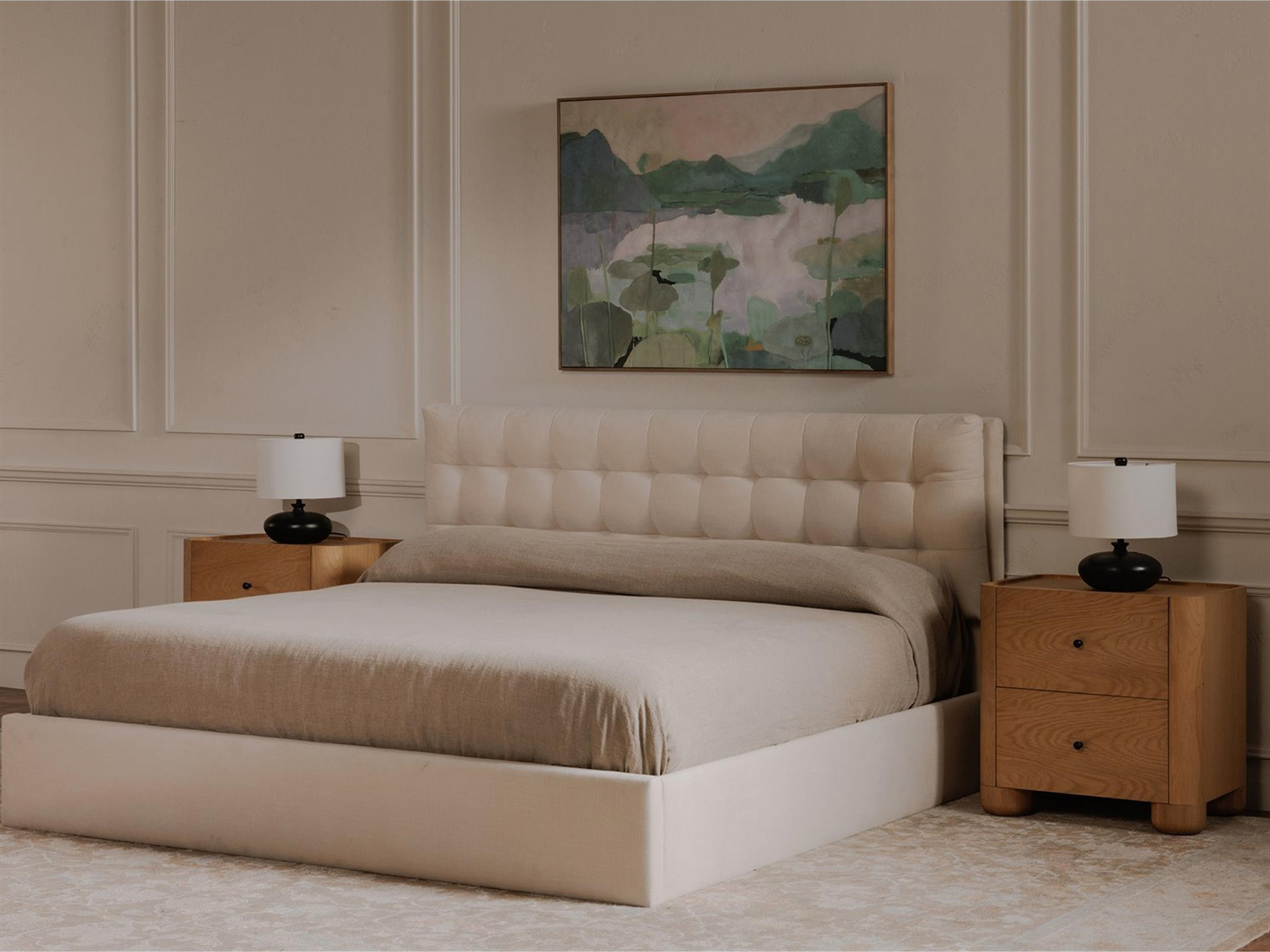 Moe's Home Sebastion White Solid Wood King Panel Bed