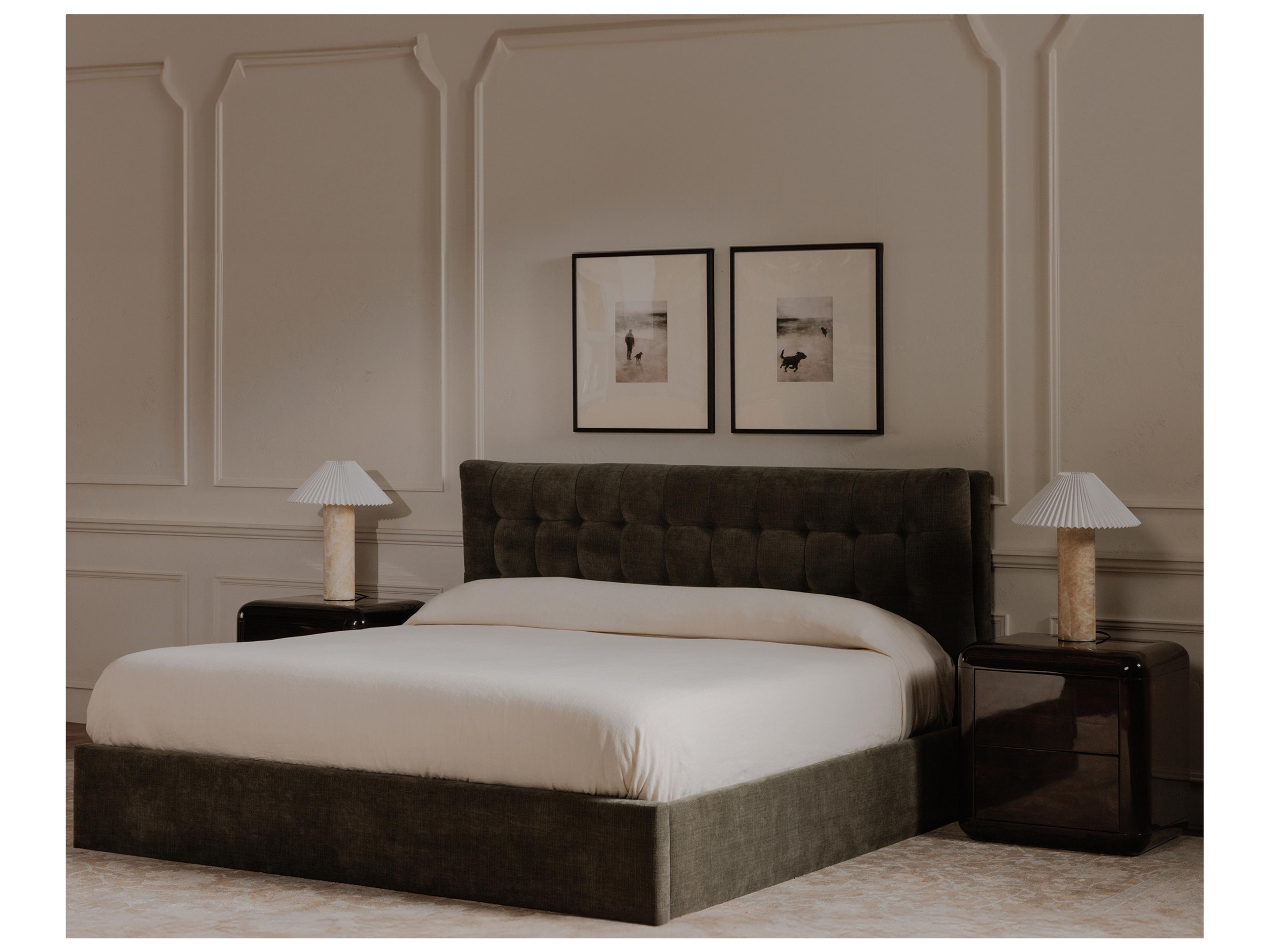 Moe's Home Sebastion Green Solid Wood King Panel Bed