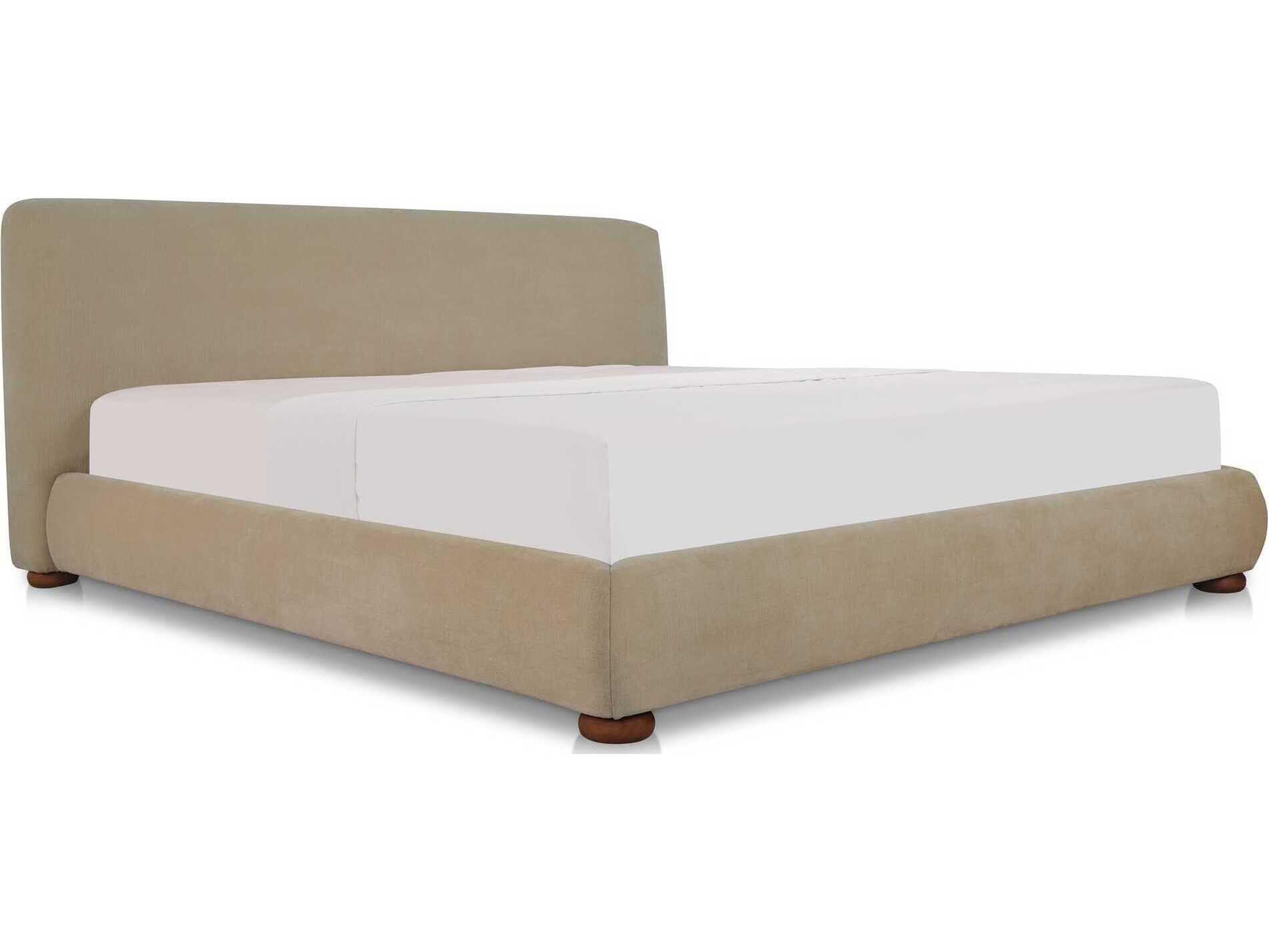 Beau Beige Plywood Upholstered Queen Platform Bed
